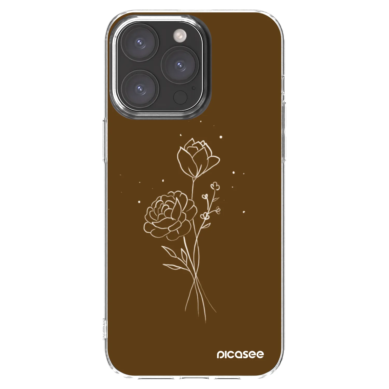Picasee Apple iPhone 15 Pro Max Hülle - Transparentes Silikon - Brown flowers