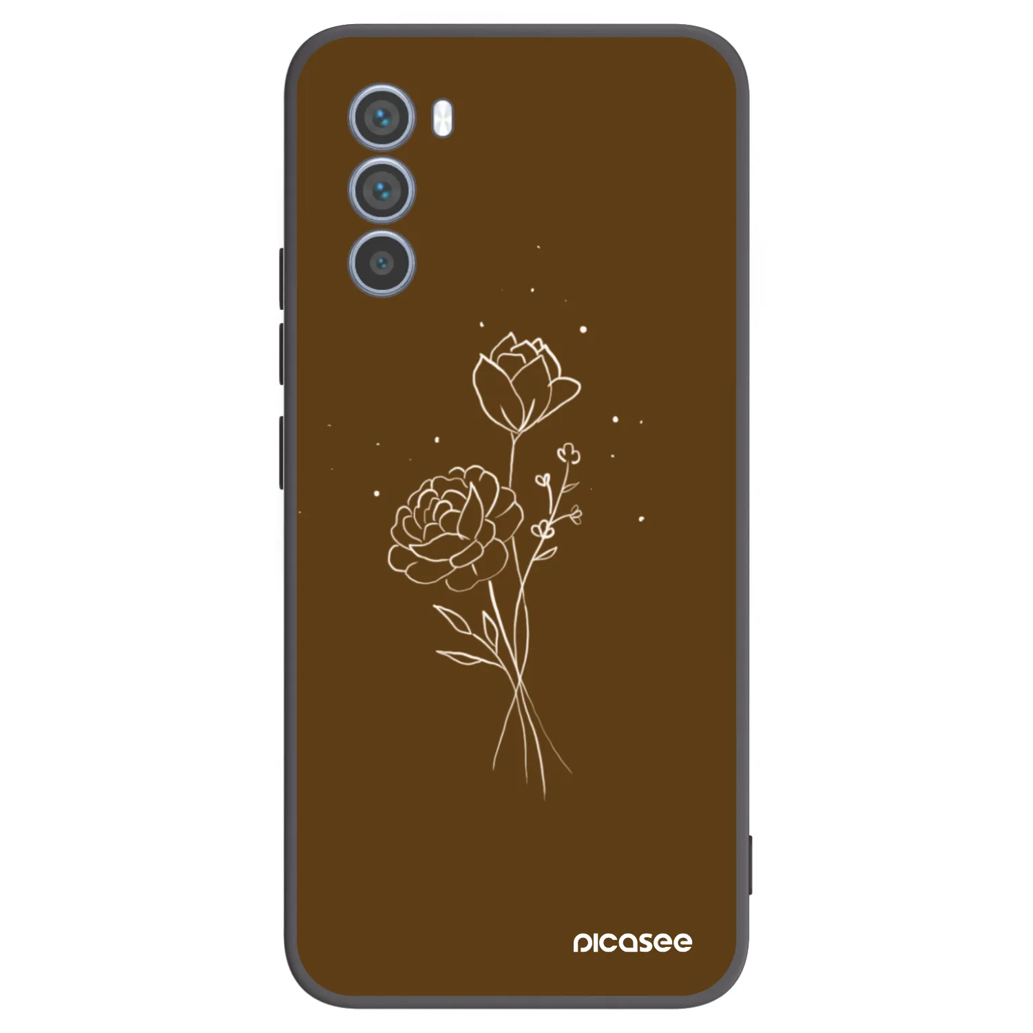 Picasee Motorola Moto G62 Hülle - Schwarzes Silikon - Brown flowers