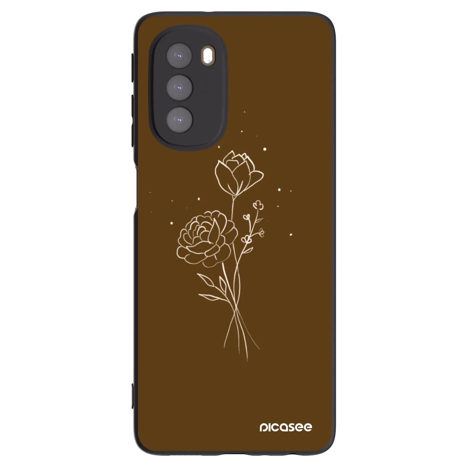 Picasee Motorola Moto G51 Hülle - Schwarzes Silikon - Brown flowers