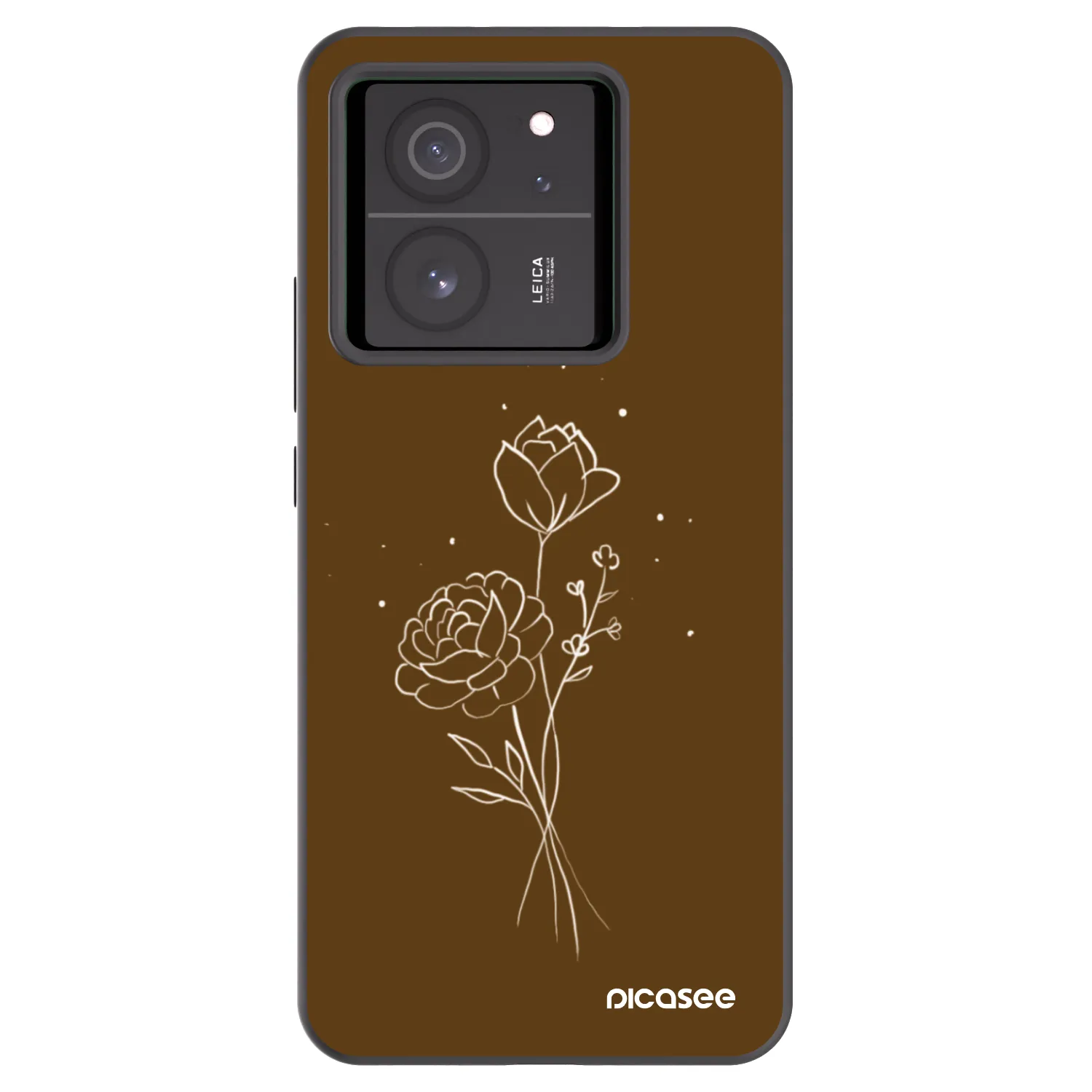 Picasee Xiaomi 13T Hülle - Schwarzes Silikon - Brown flowers