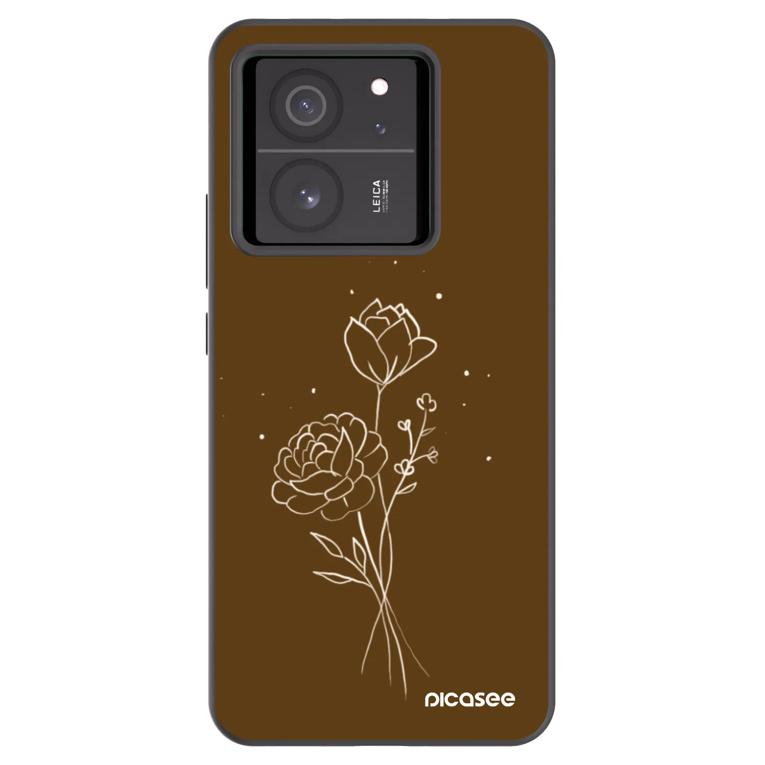 Picasee Xiaomi 13T Pro Hülle - Schwarzes Silikon - Brown flowers