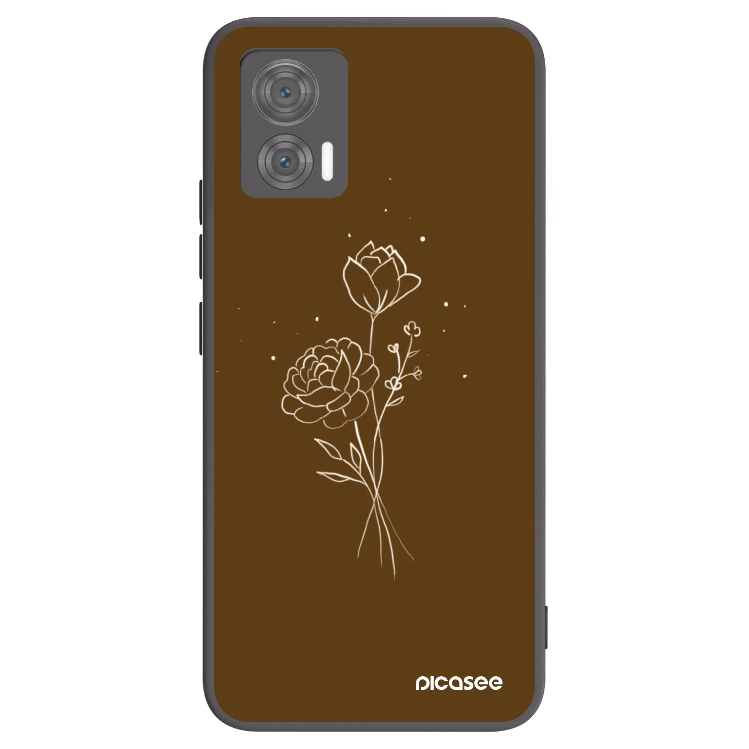 Picasee Motorola Edge 30 Neo Hülle - Schwarzes Silikon - Brown flowers