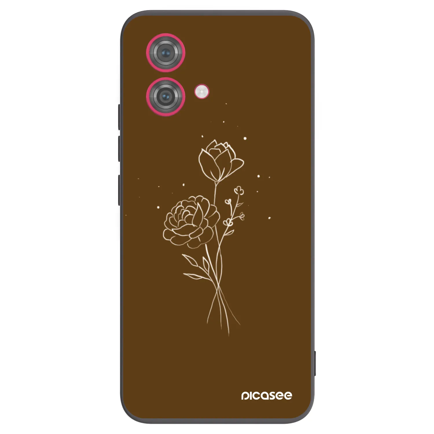 Picasee Motorola Moto G84 5G Hülle - Schwarzes Silikon - Brown flowers