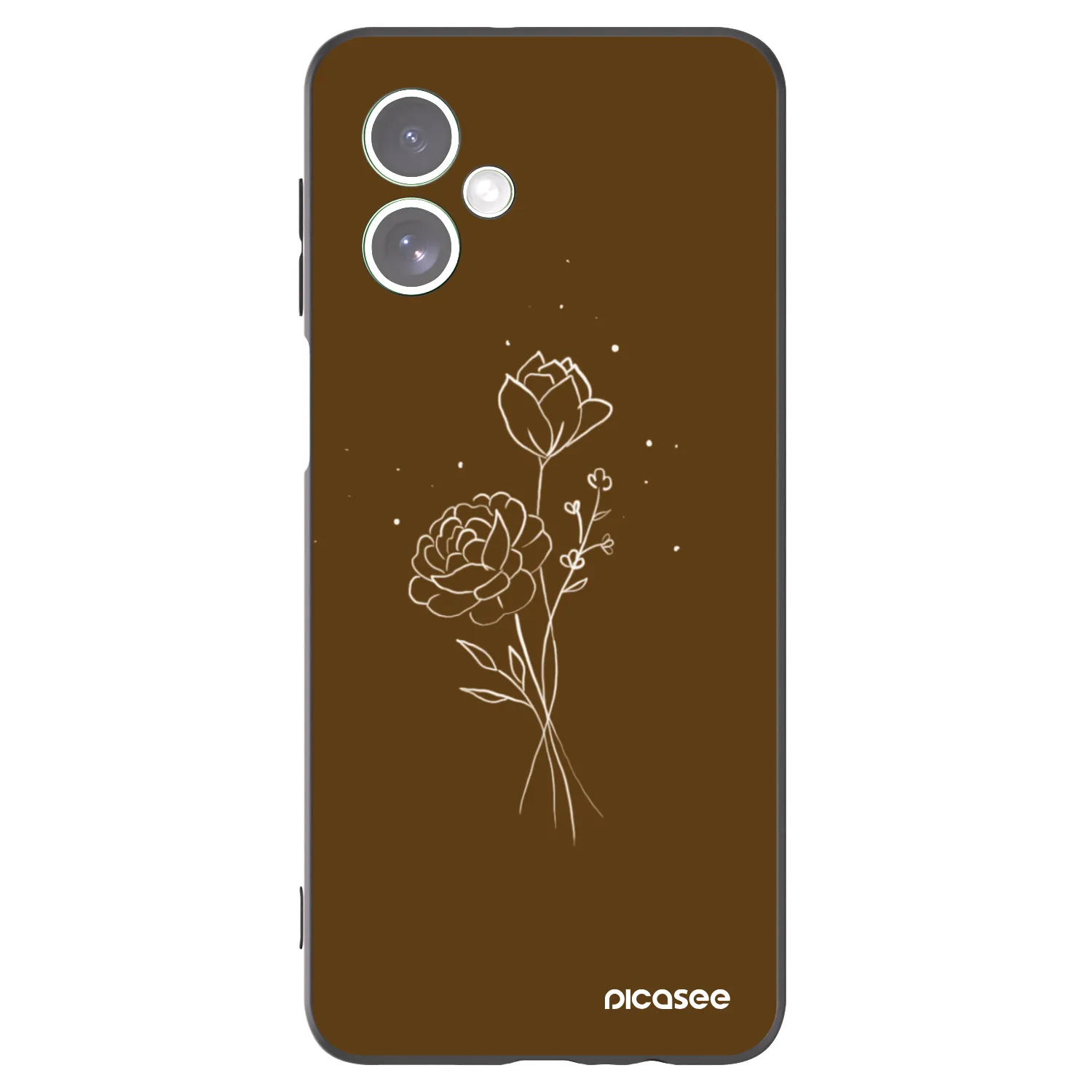 Picasee Motorola Moto G54 5G Hülle - Schwarzes Silikon - Brown flowers