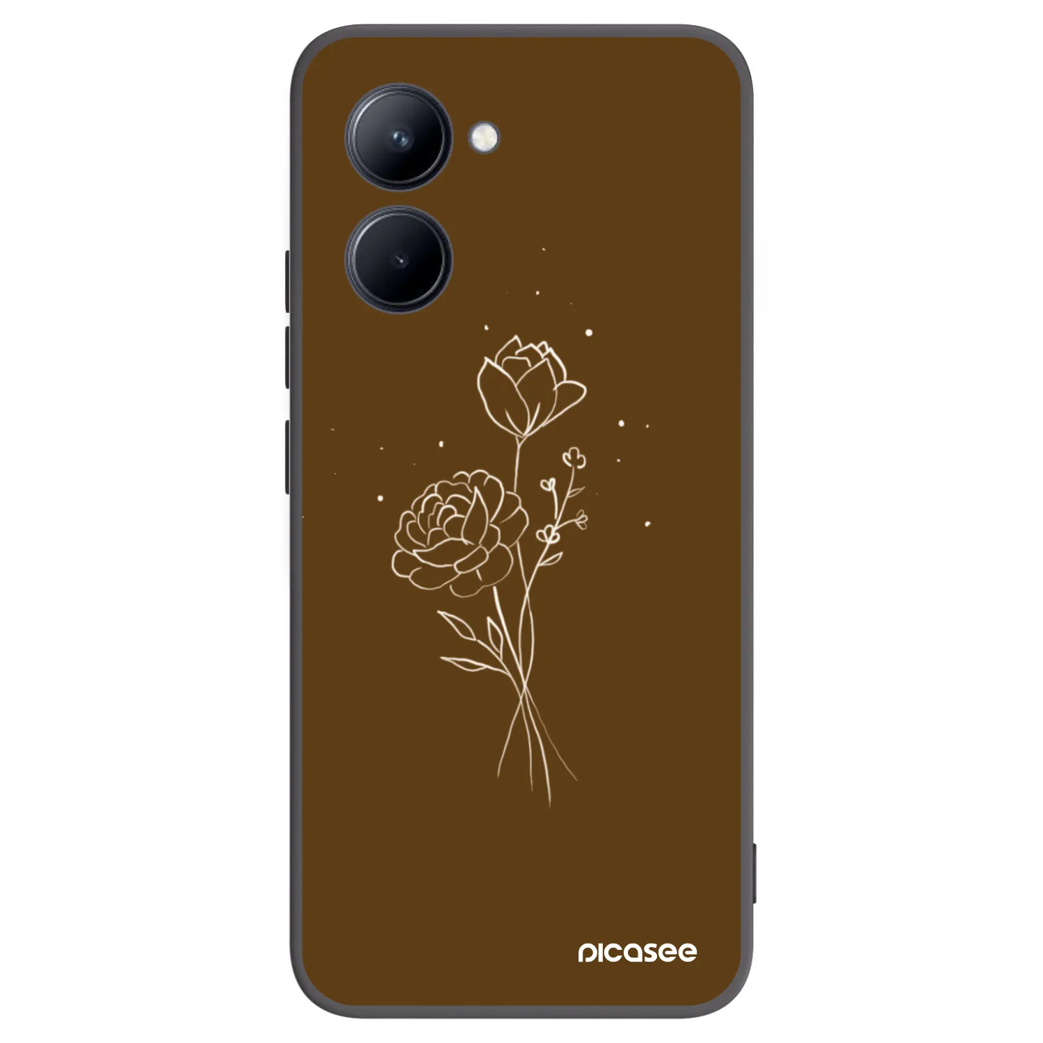 Picasee Realme C33 (2023) Hülle - Schwarzes Silikon - Brown flowers
