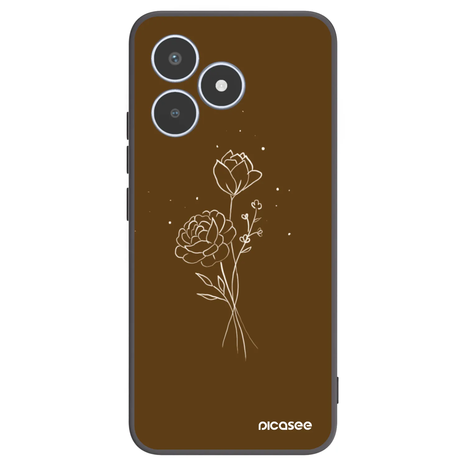 Picasee Realme C53 Hülle - Schwarzes Silikon - Brown flowers