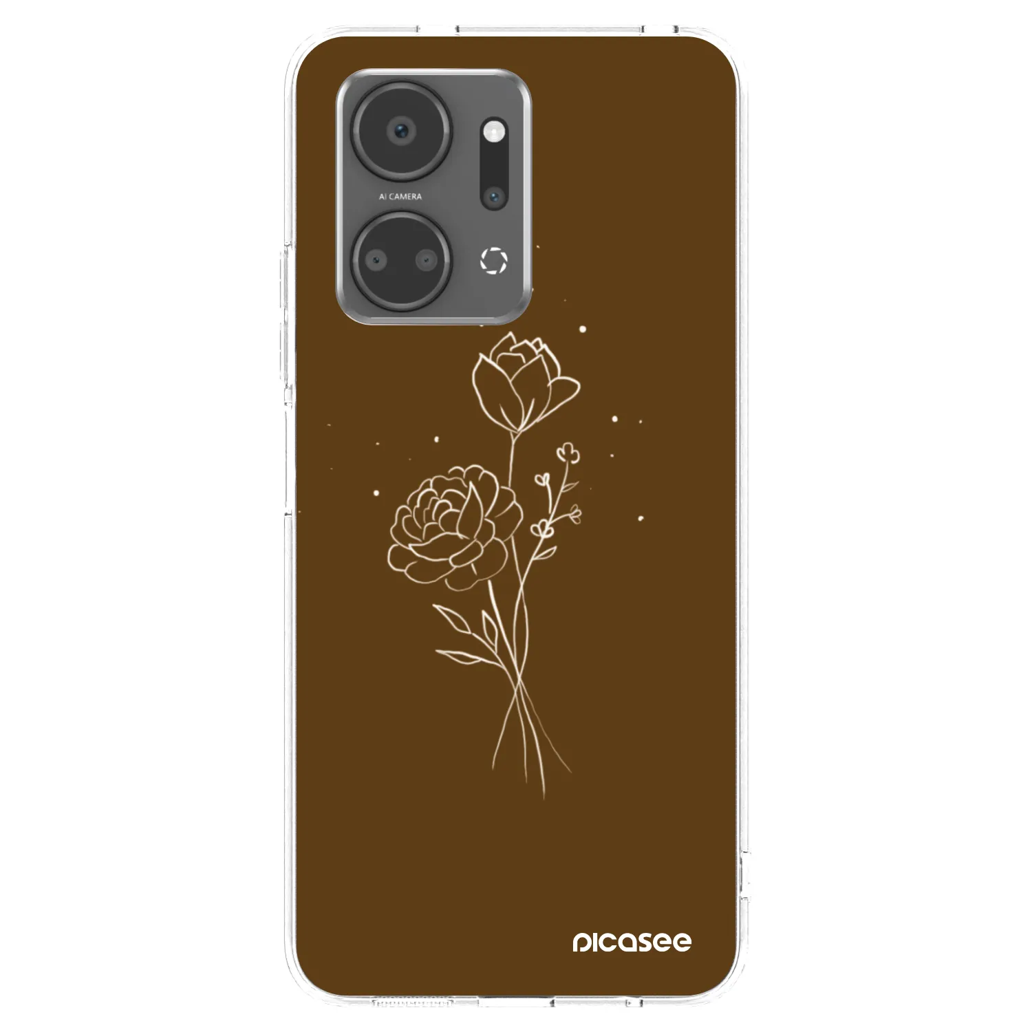 Picasee Honor X7a Hülle - Transparentes Silikon - Brown flowers