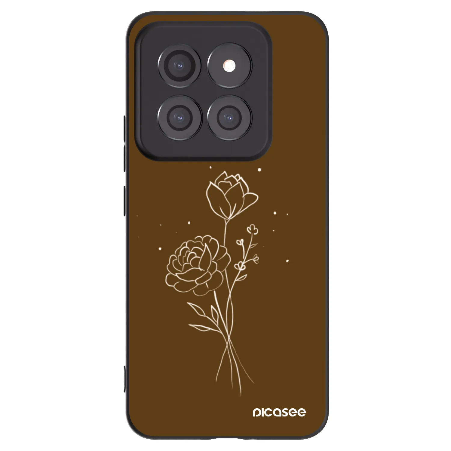 Picasee Xiaomi 14 Pro Hülle - Schwarzes Silikon - Brown flowers
