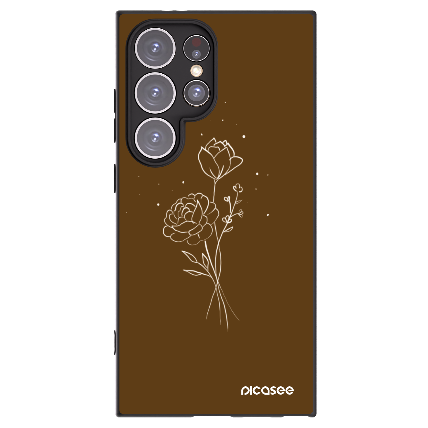 Picasee Samsung Galaxy S24 Ultra S928B 5G Hülle - Schwarzes Silikon - Brown flowers