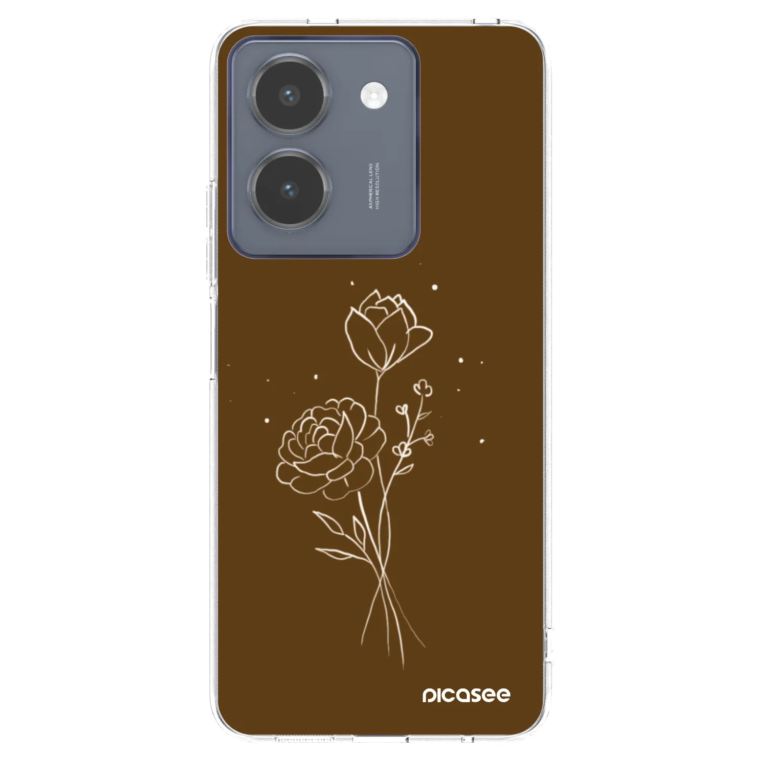 Picasee Vivo Y36 4G Hülle - Transparentes Silikon - Brown flowers