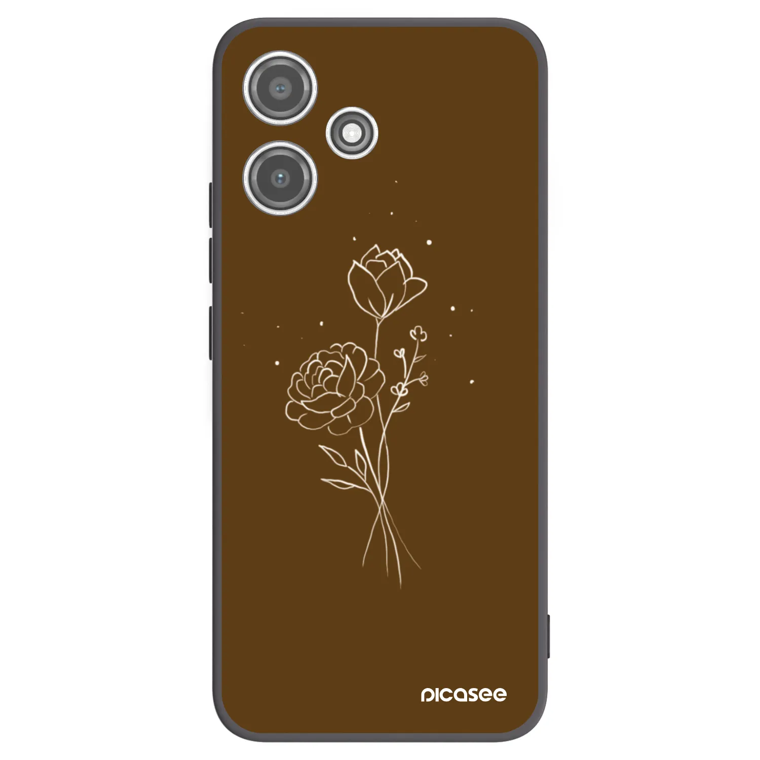 Picasee Xiaomi Redmi 12 5G Hülle - Schwarzes Silikon - Brown flowers