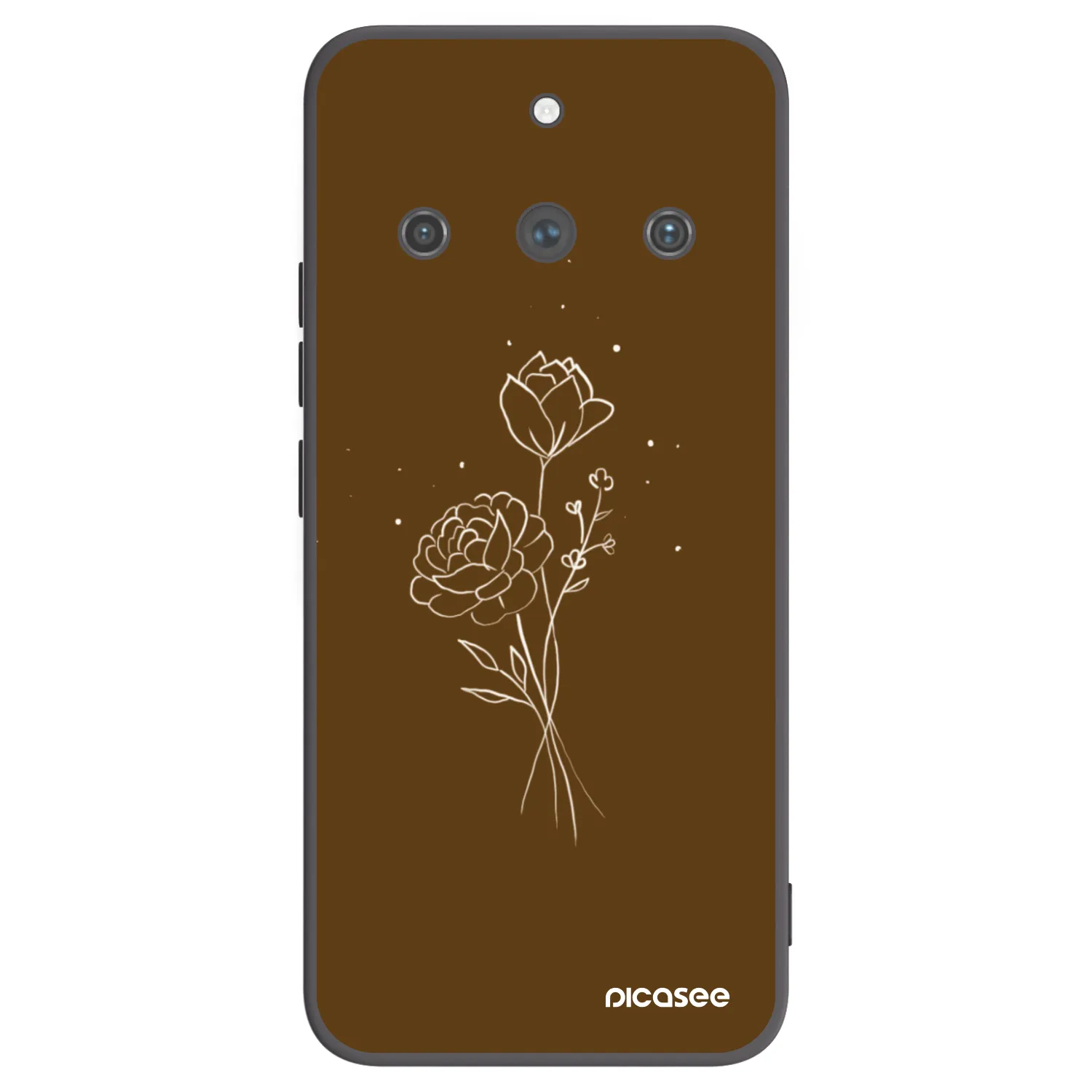 Picasee Realme 11 Pro+ Hülle - Schwarzes Silikon - Brown flowers