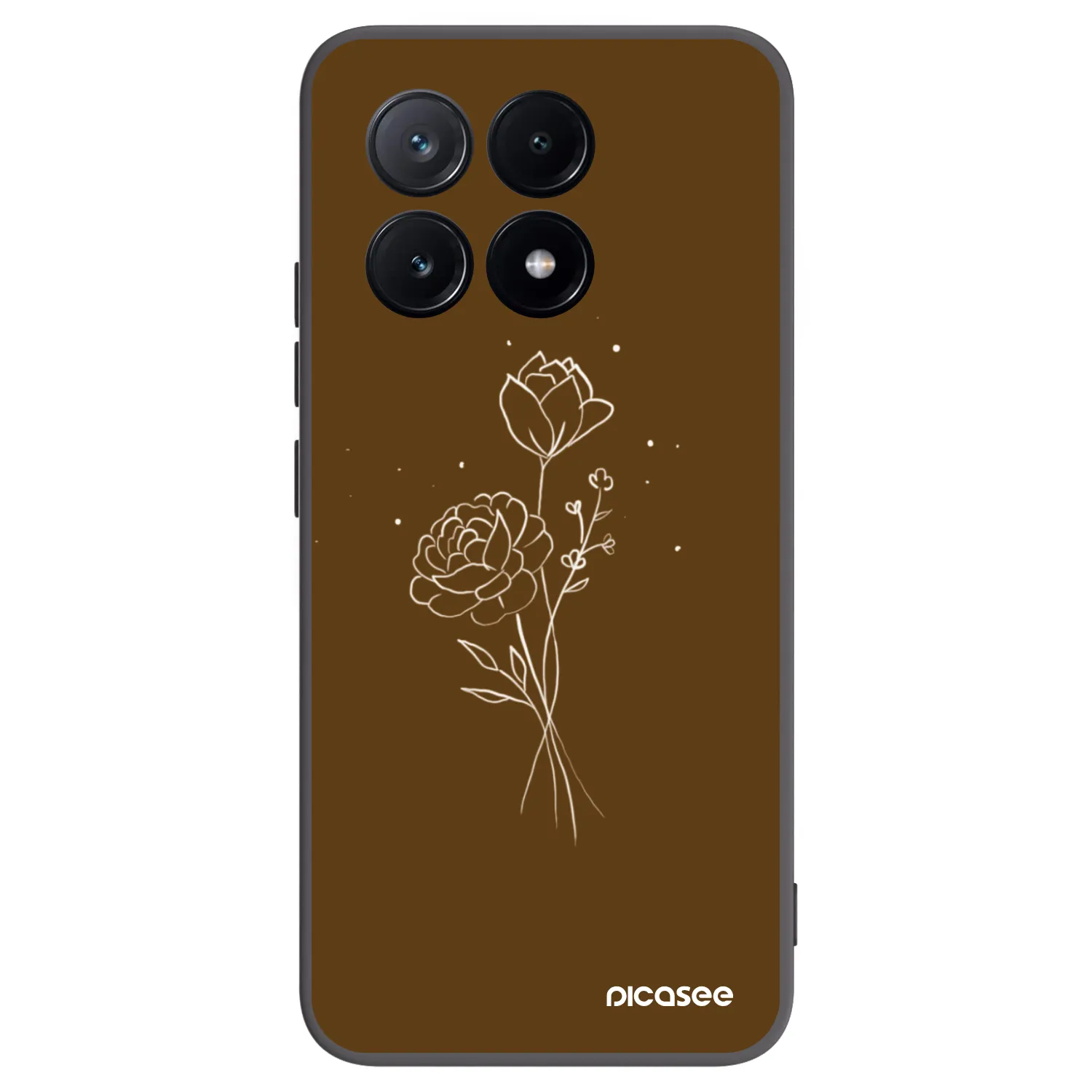 Picasee Xiaomi Poco X6 Pro Hülle - Schwarzes Silikon - Brown flowers