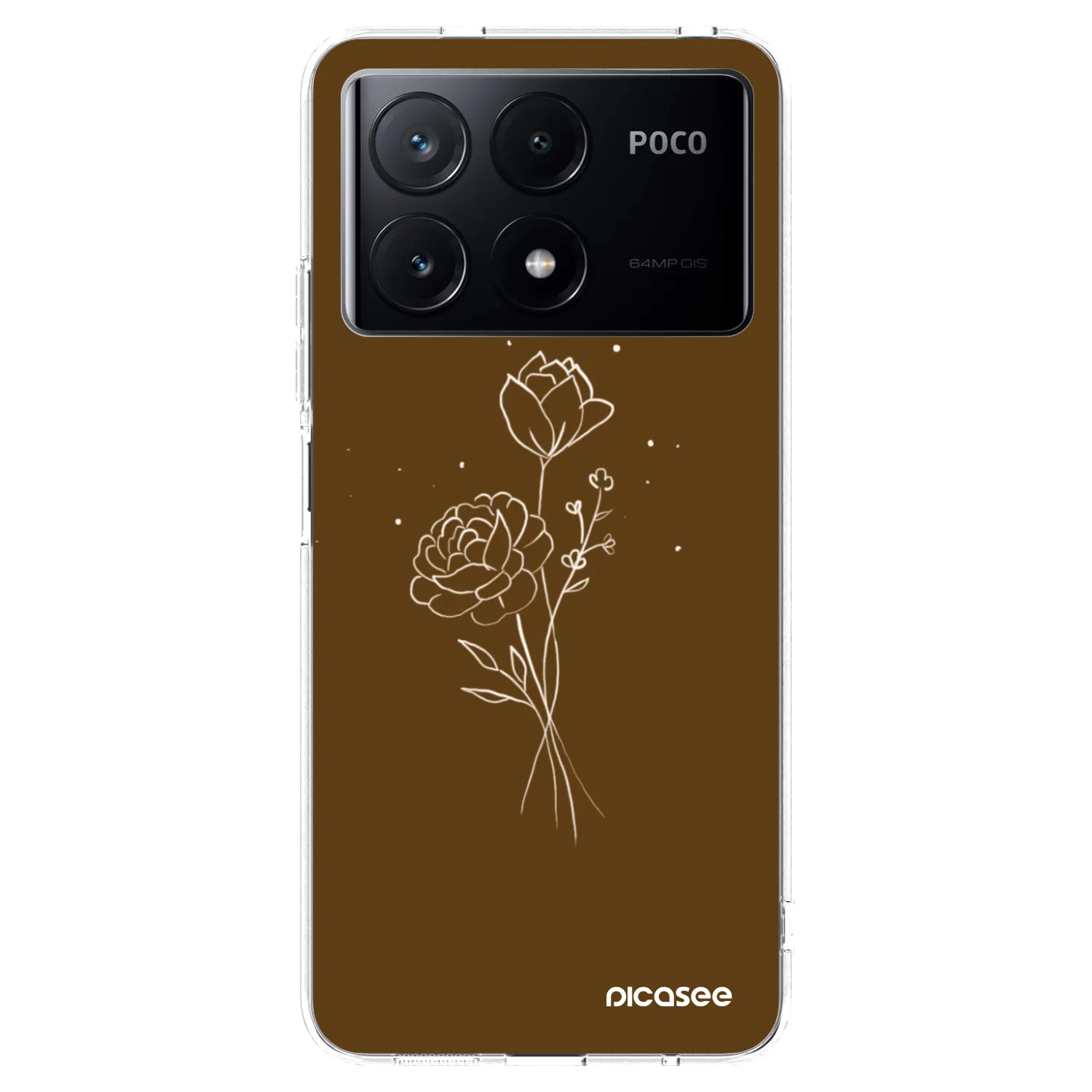 Picasee Xiaomi Poco X6 Pro Hülle - Transparentes Silikon - Brown flowers