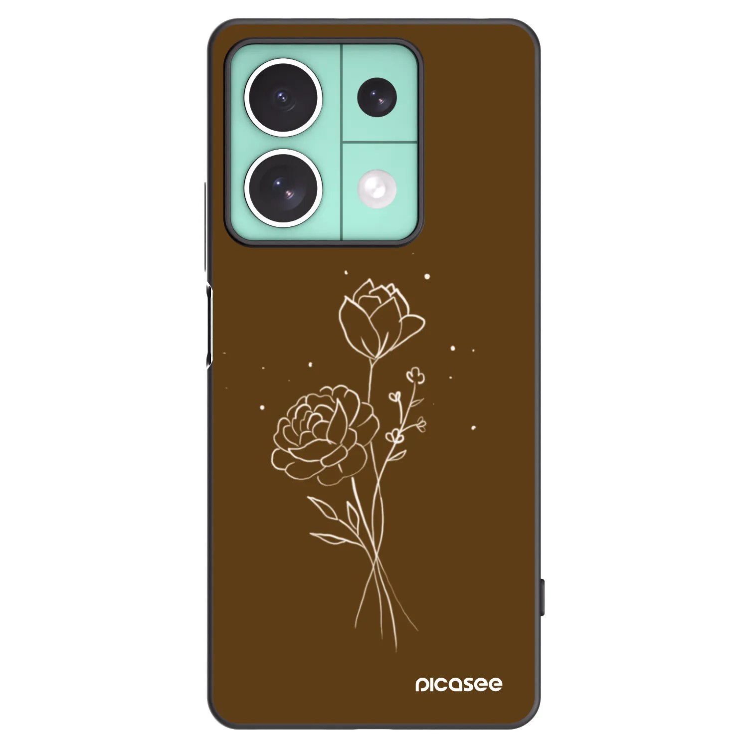 Picasee Xiaomi Redmi Note 13 5G Hülle - Schwarzes Silikon - Brown flowers