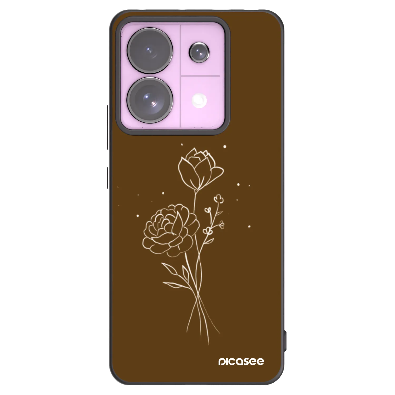 Picasee Xiaomi Redmi Note 13 Pro 5G Hülle - Schwarzes Silikon - Brown flowers