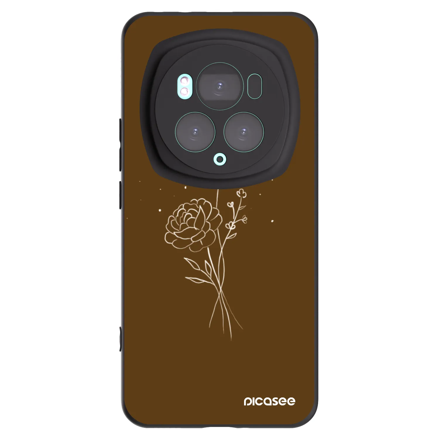 Picasee Honor Magic6 Pro Hülle - Schwarzes Silikon - Brown flowers