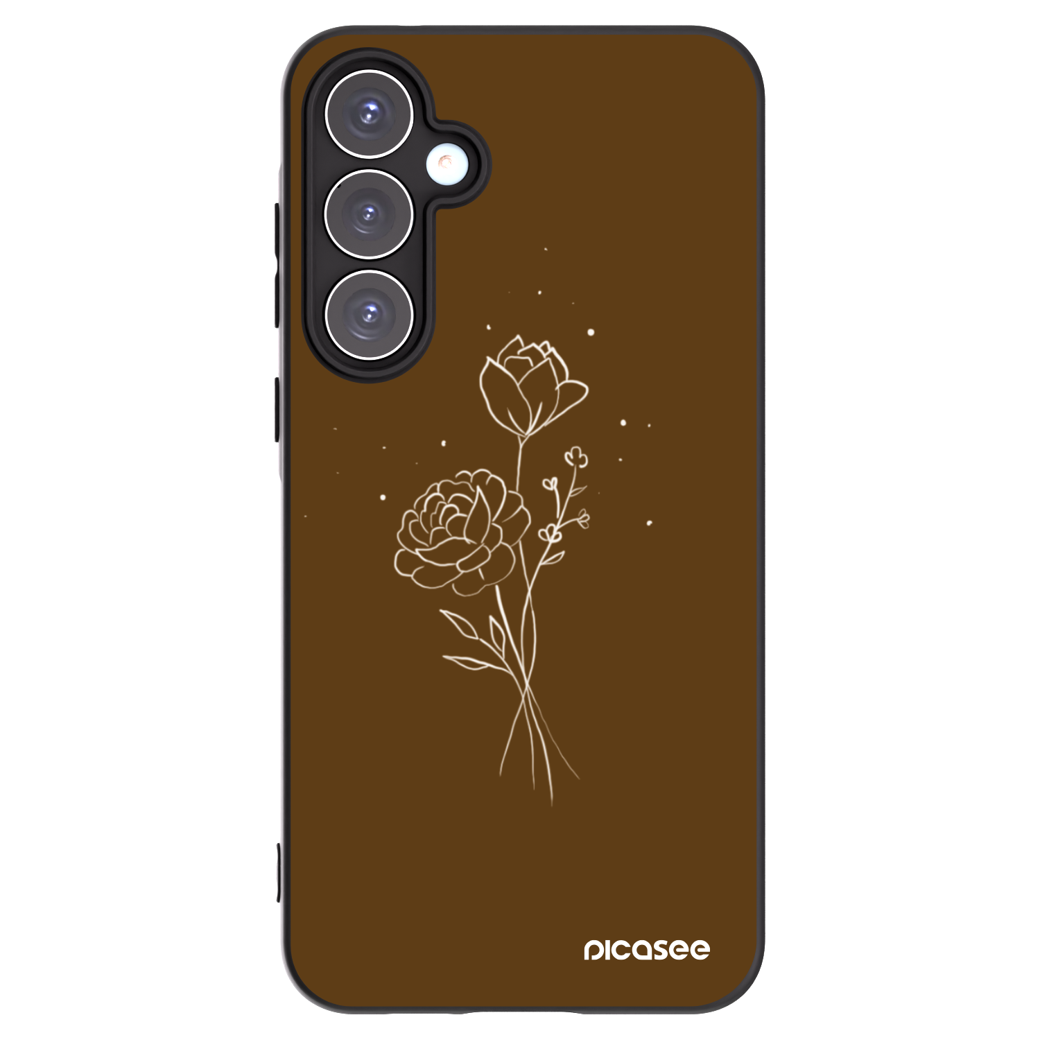 Picasee Samsung Galaxy A55 5G A556B Hülle - Schwarzes Silikon - Brown flowers