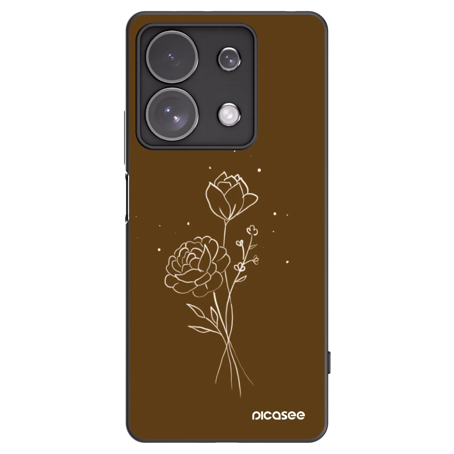 Picasee Xiaomi Redmi Note 13 Pro 4G Hülle - Schwarzes Silikon - Brown flowers