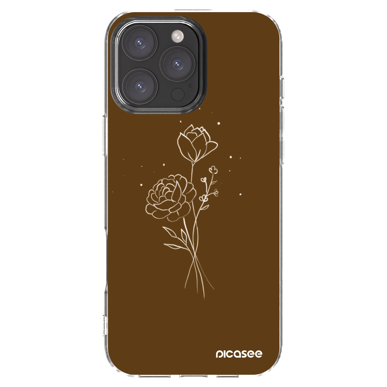 Picasee Apple iPhone 16 Pro Max Hülle - Transparentes Silikon - Brown flowers