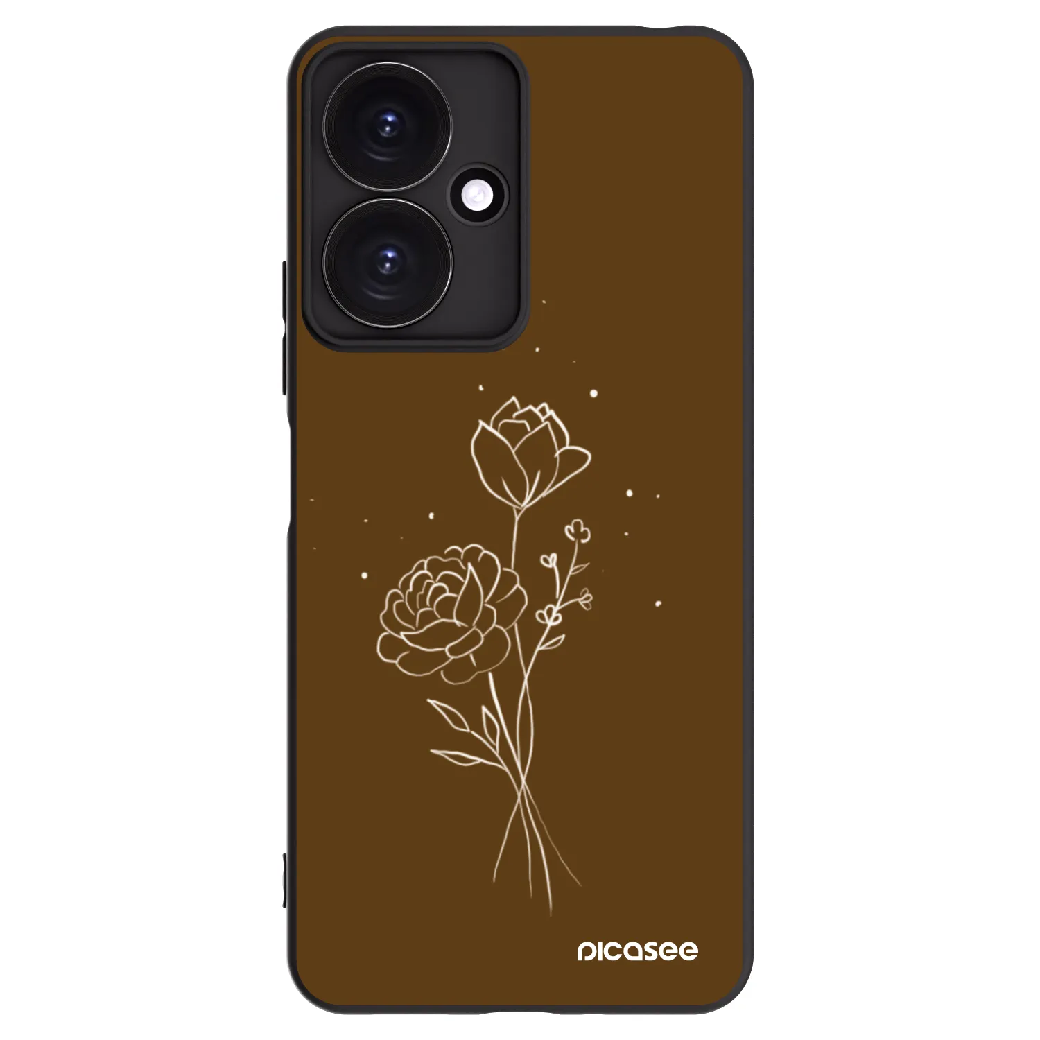 Picasee Xiaomi Redmi 13C 5G Hülle - Schwarzes Silikon - Brown flowers