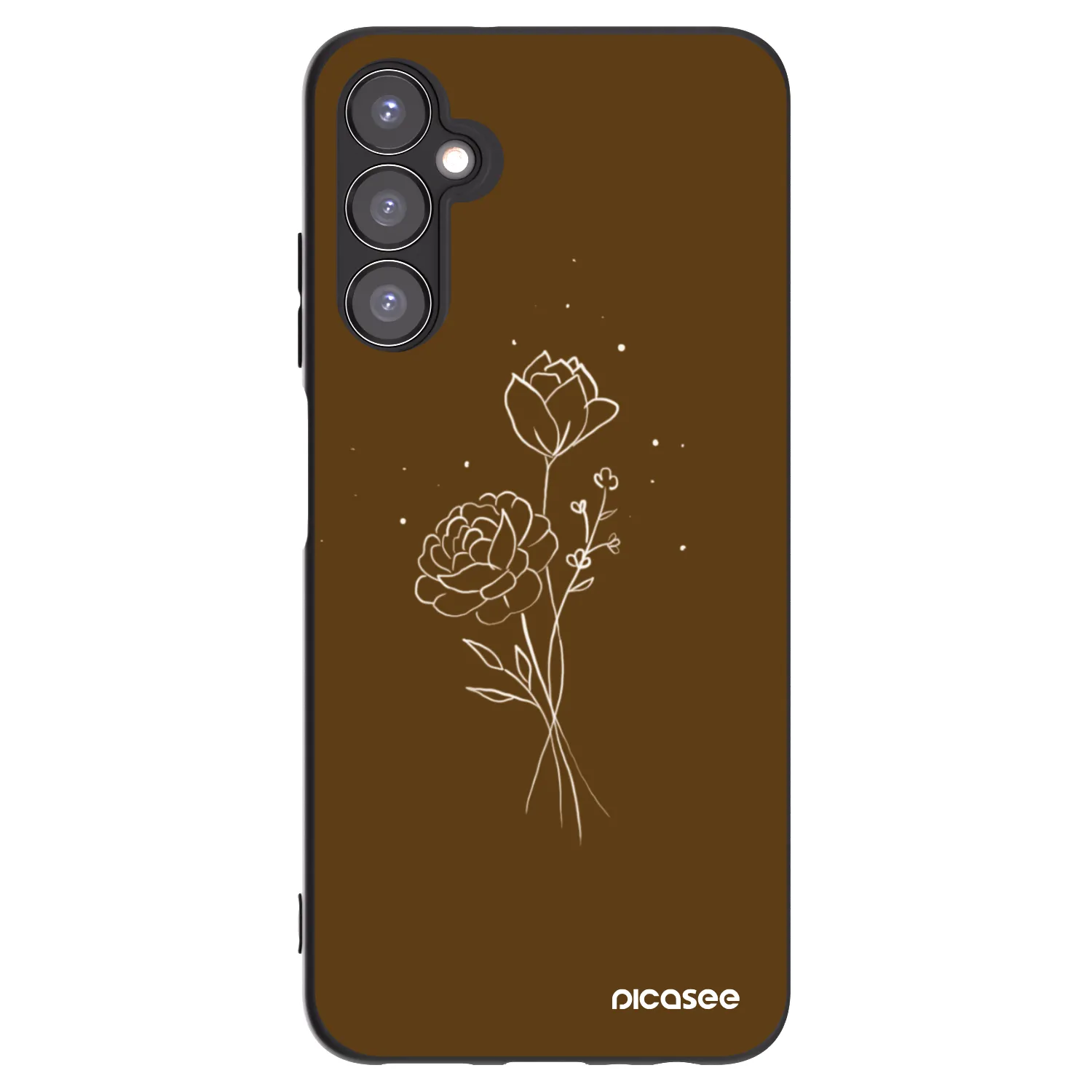 Picasee Samsung Galaxy A05s A057G Hülle - Schwarzes Silikon - Brown flowers
