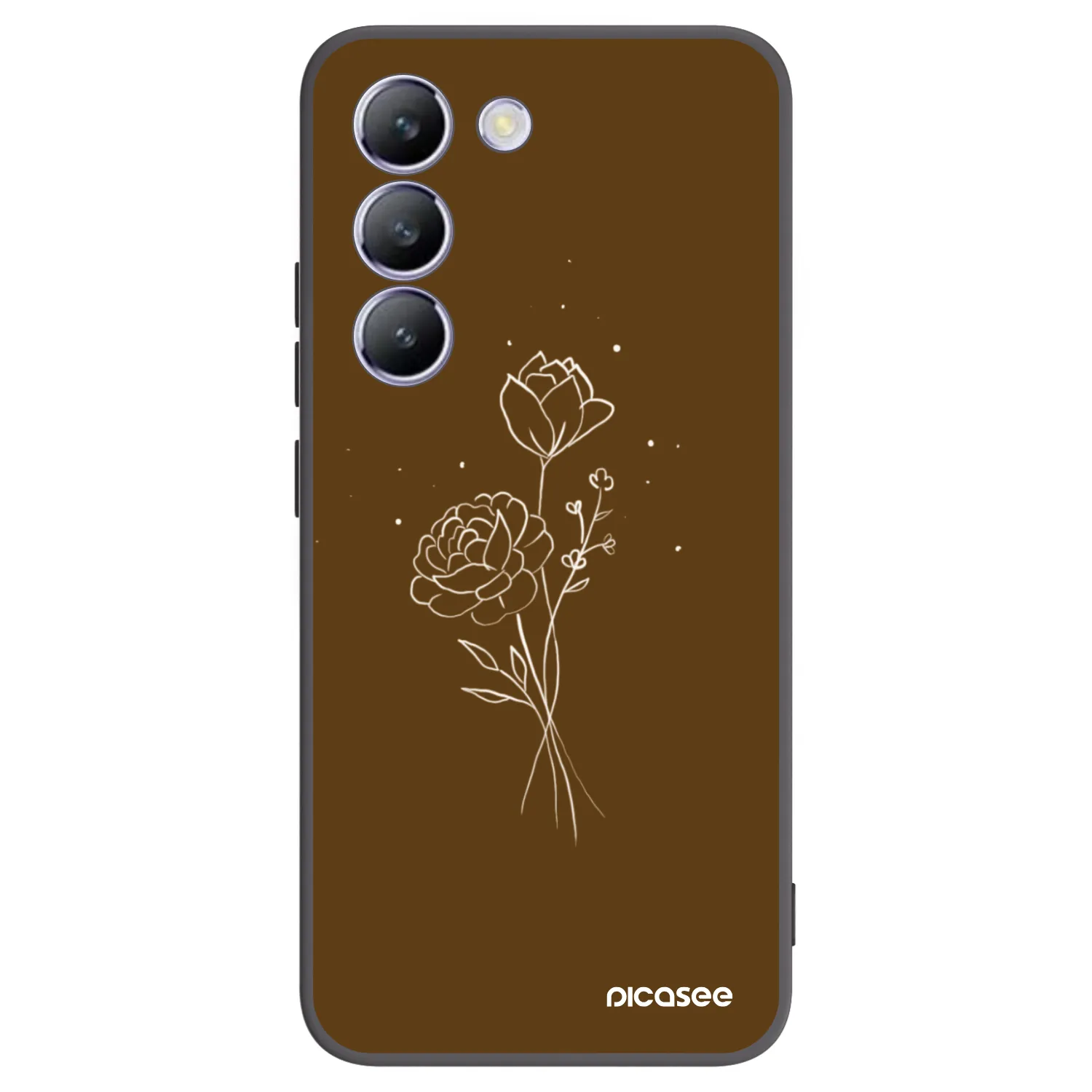 Picasee Vivo V40 SE 5G Hülle - Schwarzes Silikon - Brown flowers