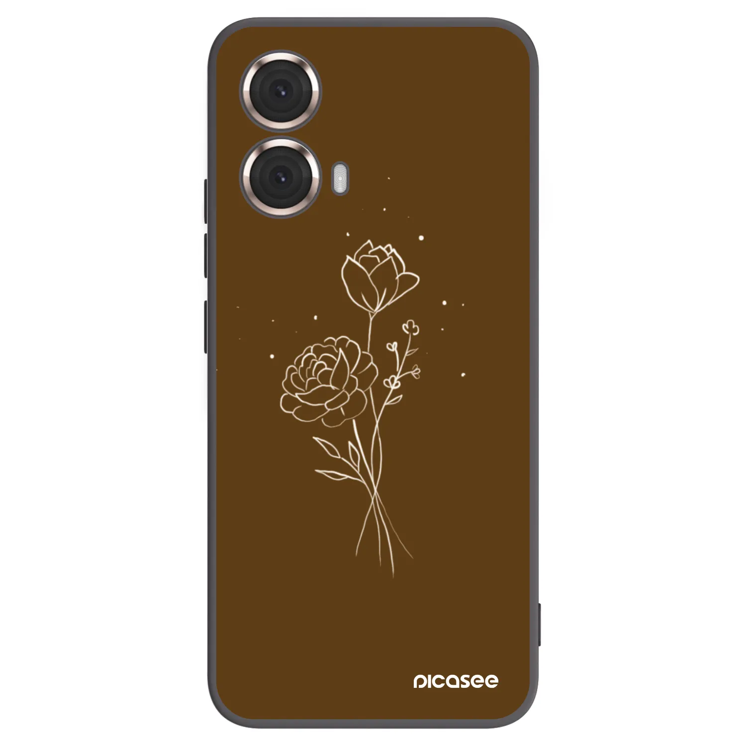 Picasee Motorola Moto G85 Hülle - Schwarzes Silikon - Brown flowers
