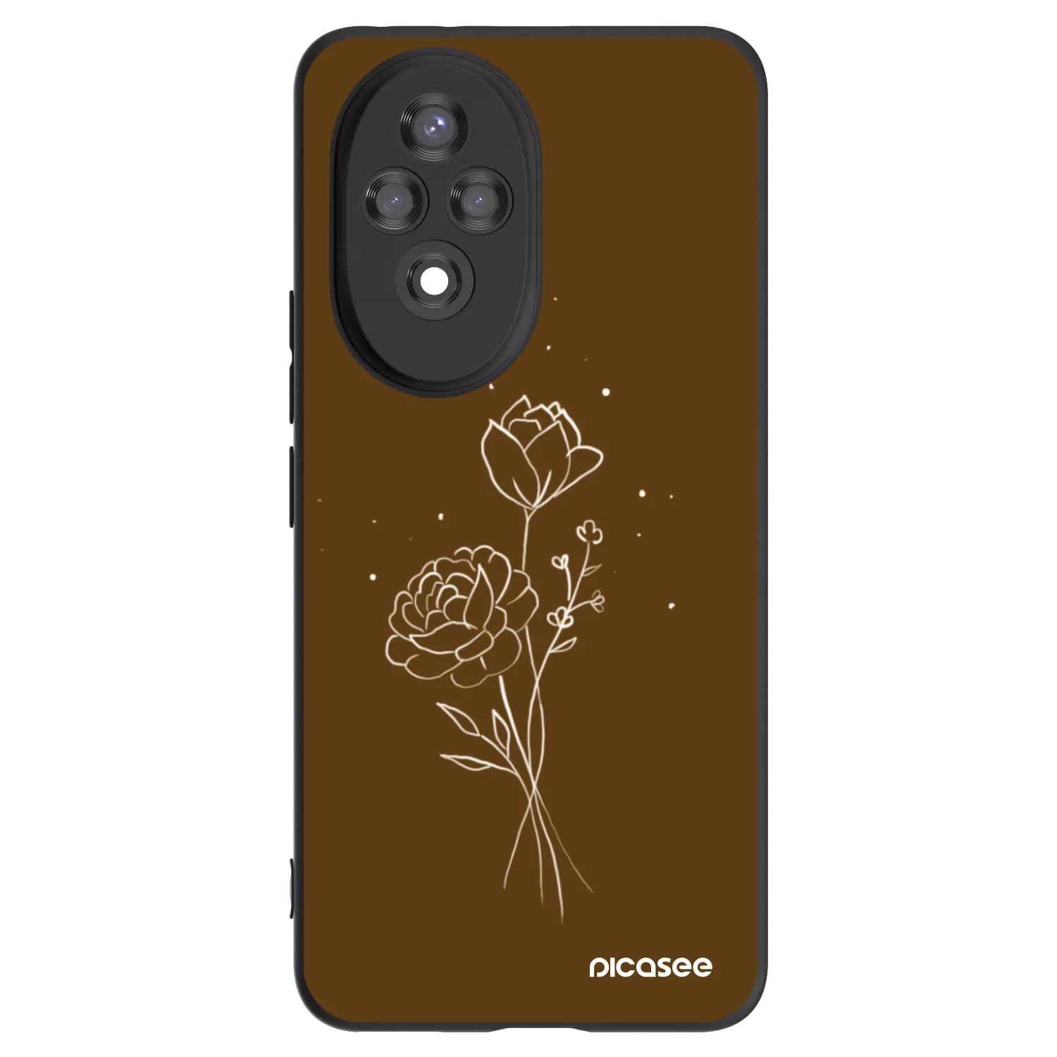 Picasee Honor 200 Pro 5G Hülle - Schwarzes Silikon - Brown flowers