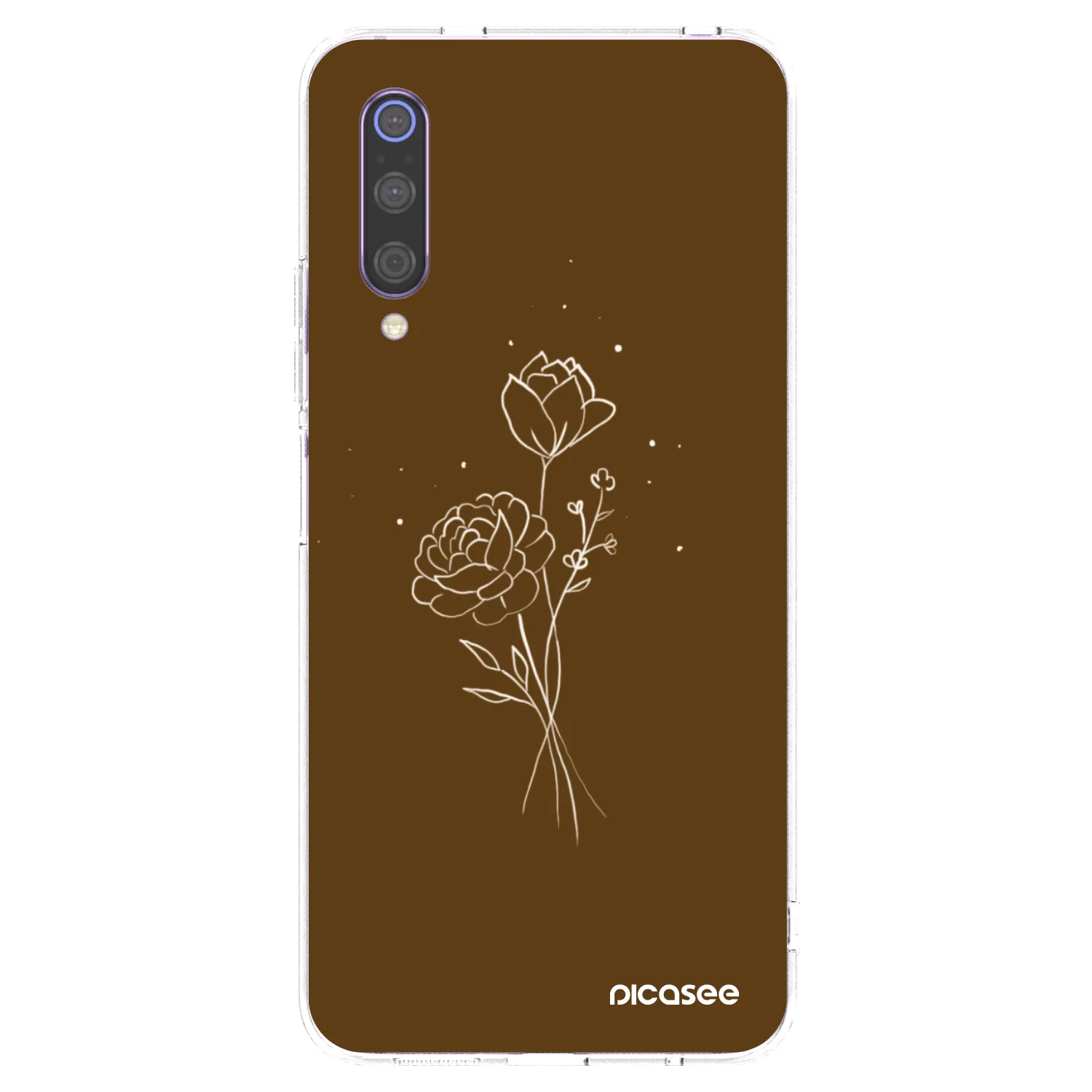 Picasee Xiaomi Mi 9 Hülle - Transparentes Silikon - Brown flowers