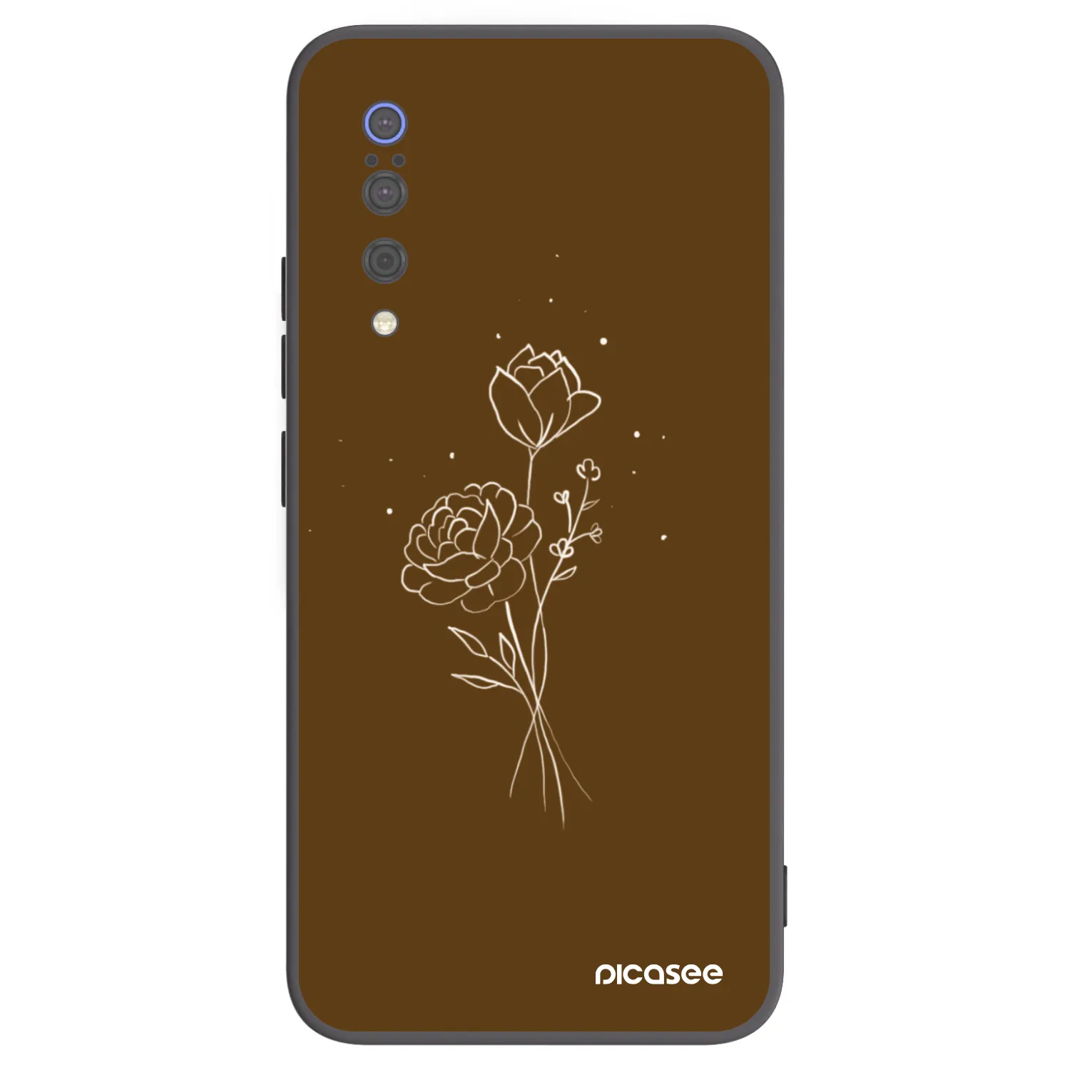Picasee Xiaomi Mi 9 Hülle - Schwarzes Silikon - Brown flowers