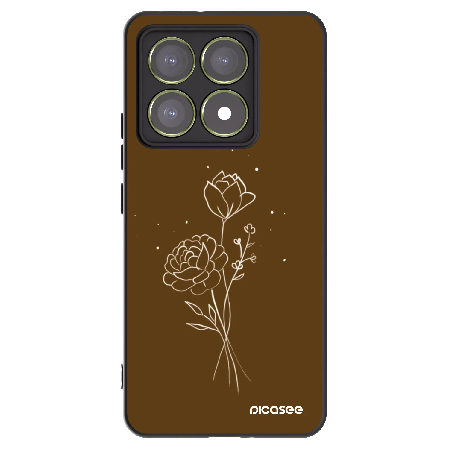 Picasee Xiaomi 14T Hülle - Schwarzes Silikon - Brown flowers