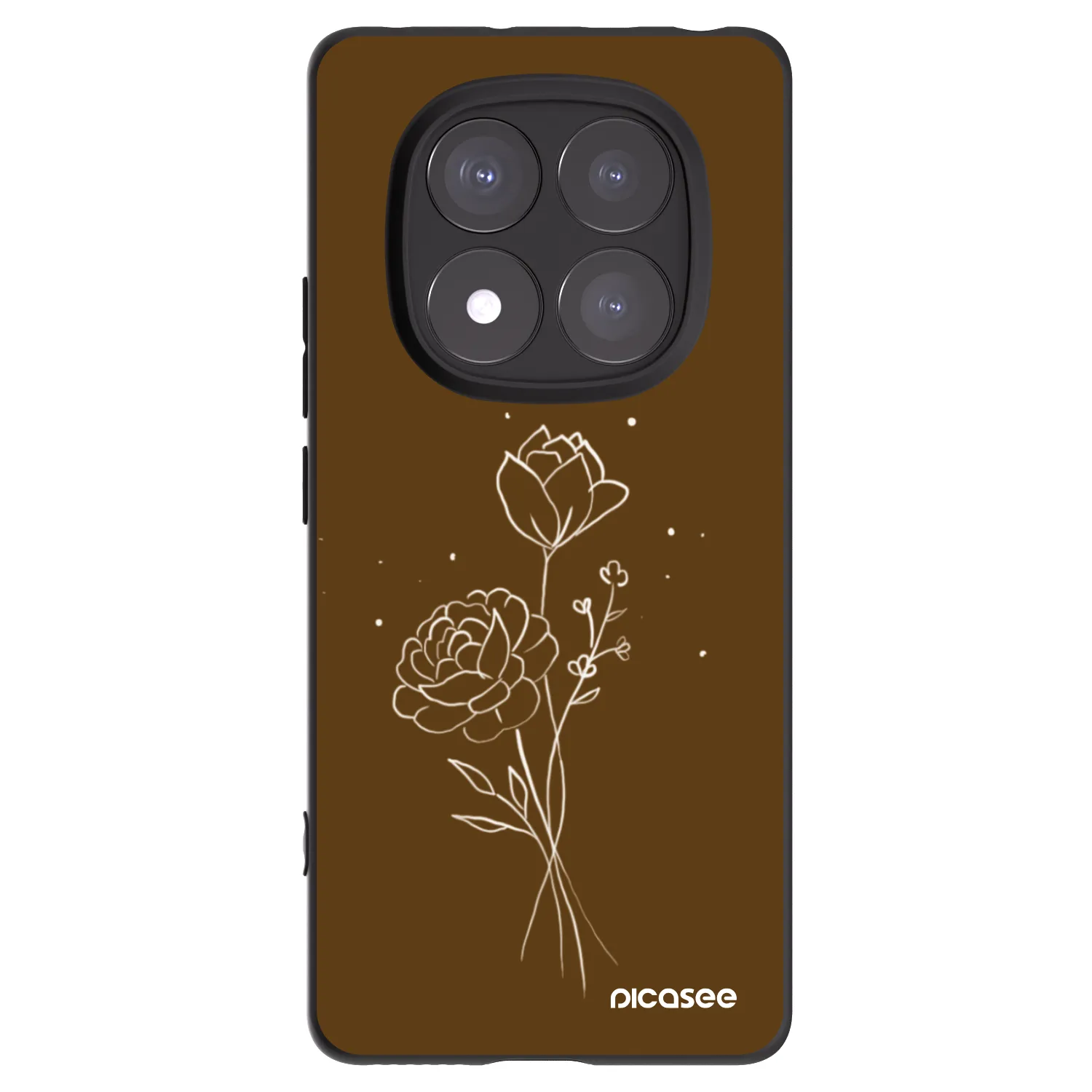 Picasee Xiaomi Redmi Note 14 Pro 5G Hülle - Schwarzes Silikon - Brown flowers