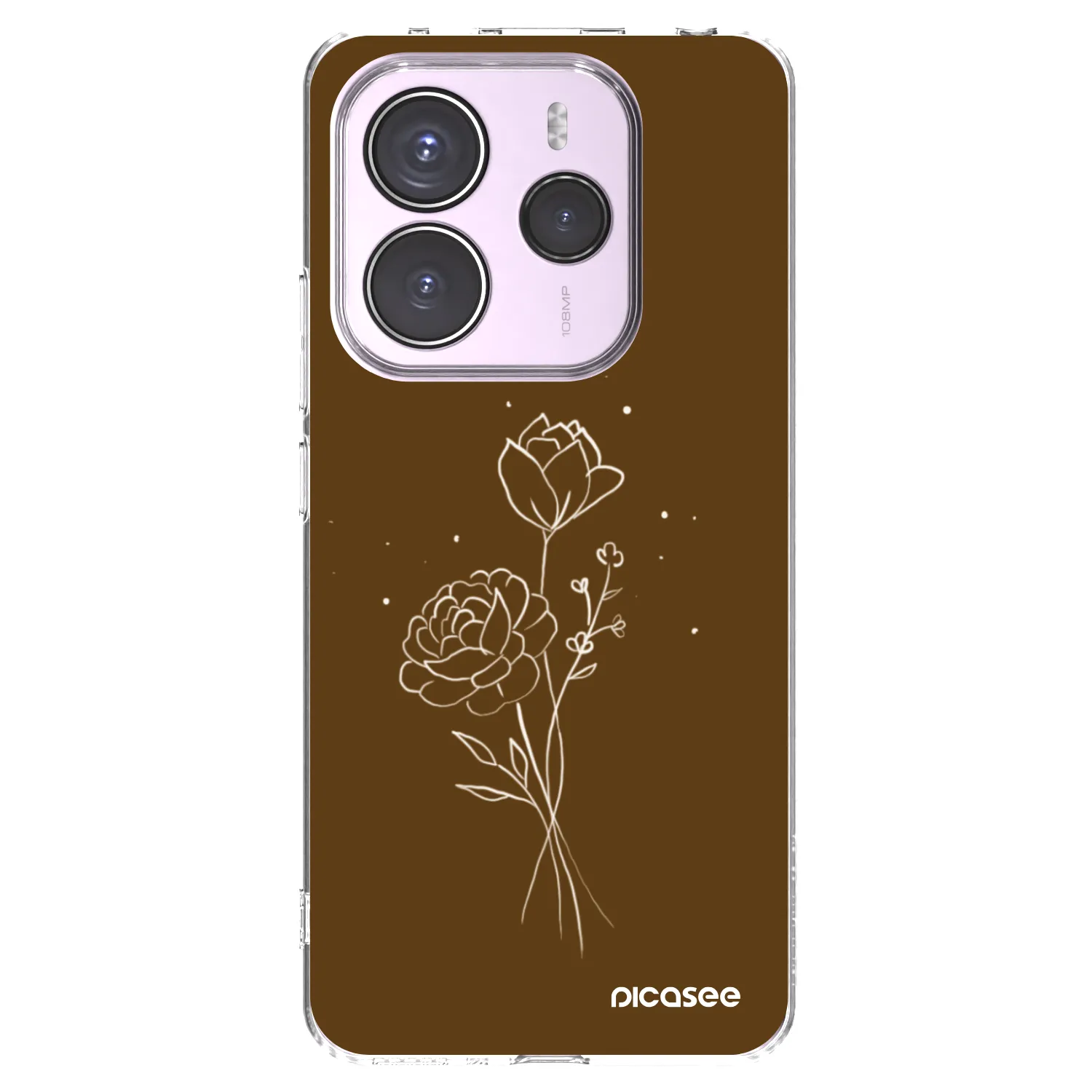 Picasee Xiaomi Redmi Note 14 5G Hülle - Transparentes Silikon - Brown flowers