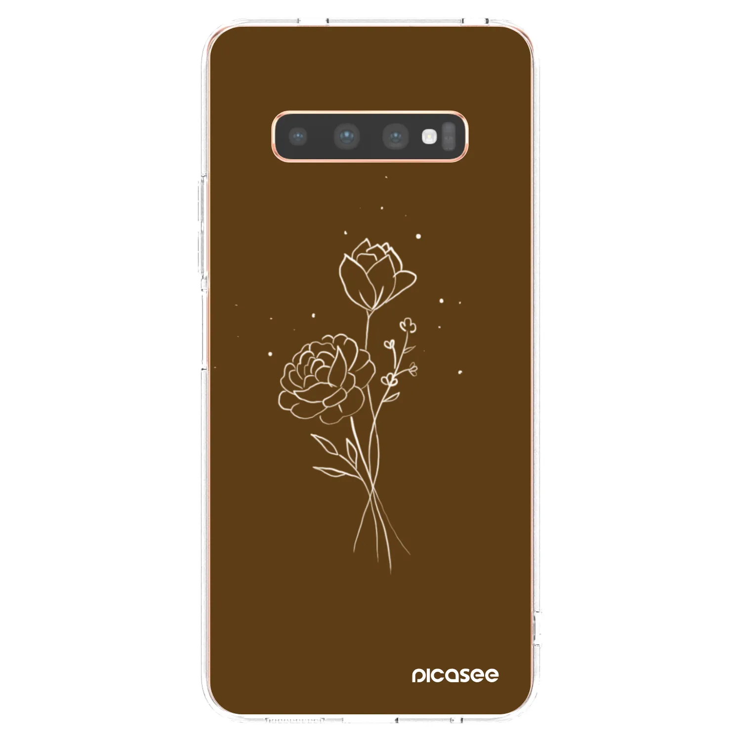 Picasee Samsung Galaxy S10 Plus G975 Hülle - Transparentes Silikon - Brown flowers
