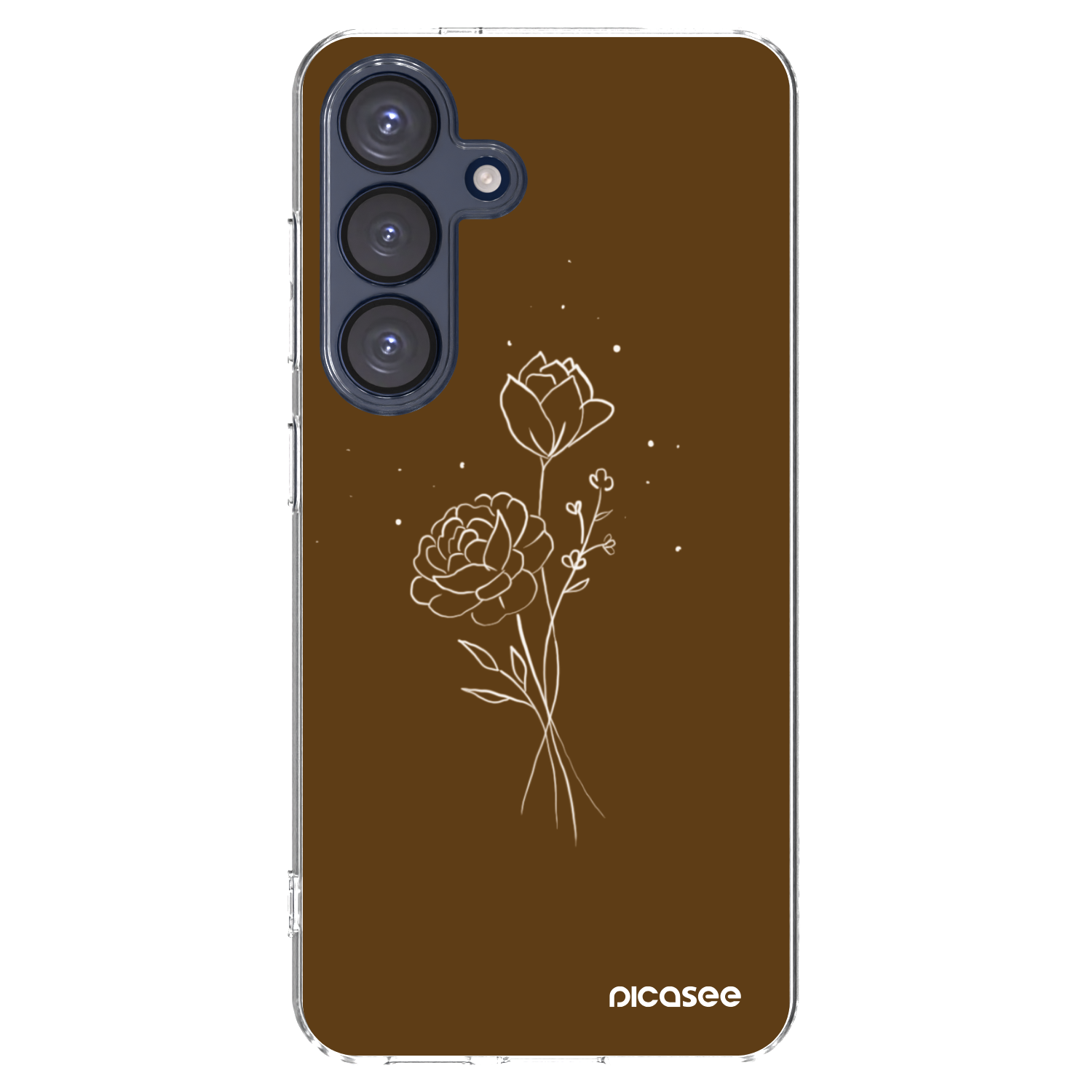 Picasee Samsung Galaxy S25 5G Hülle - Transparentes Silikon - Brown flowers