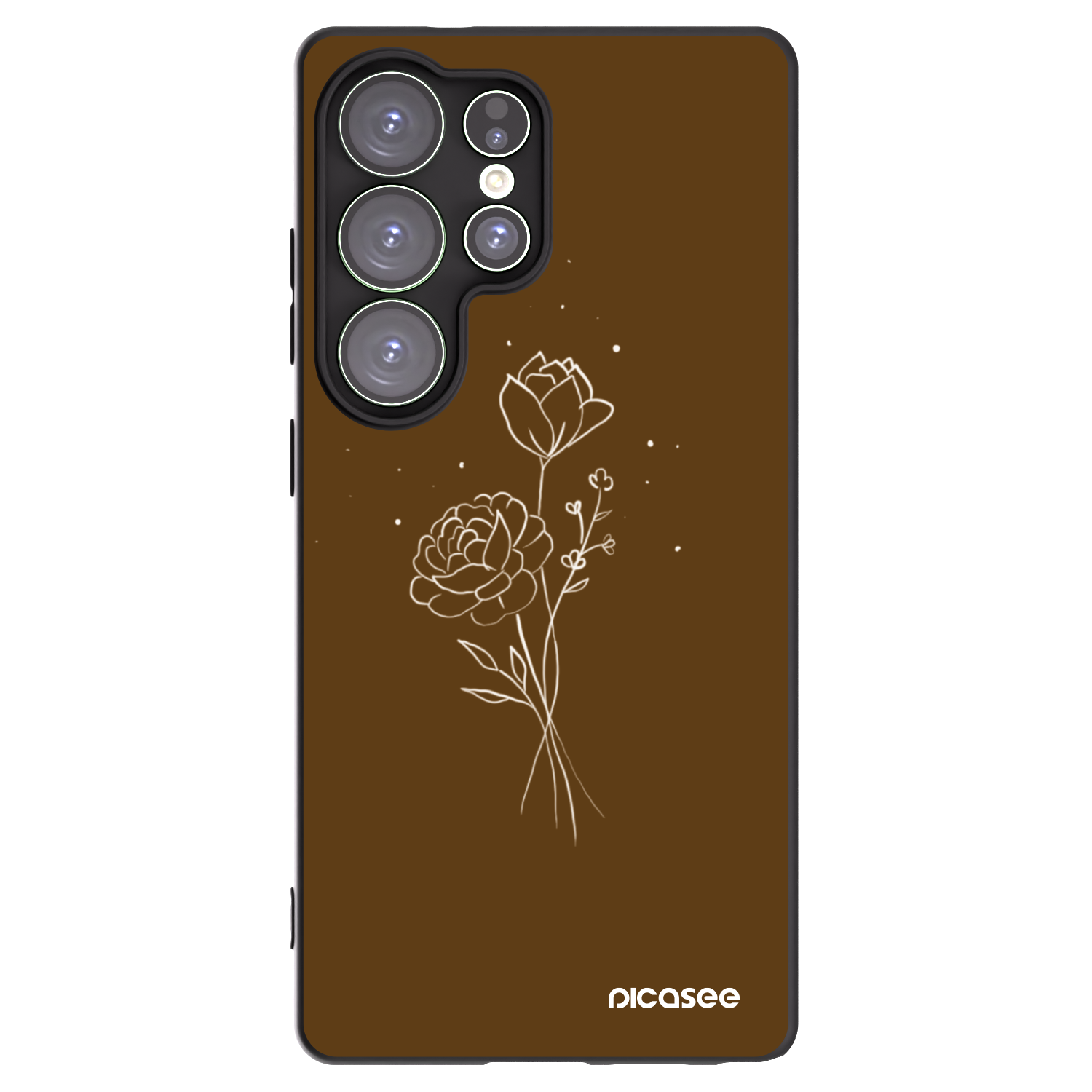 Picasee Samsung Galaxy S25 Ultra 5G Hülle - Schwarzes Silikon - Brown flowers