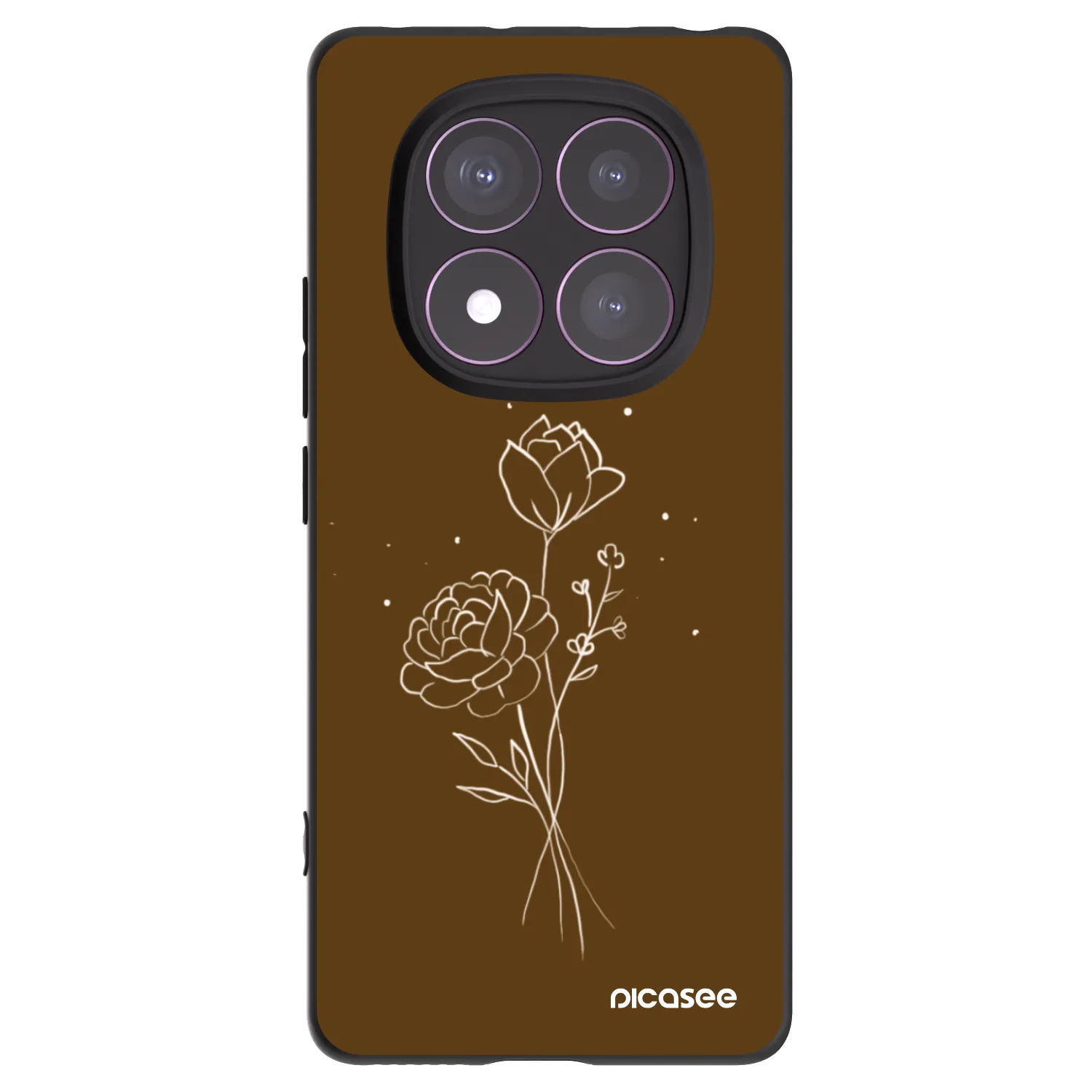 Picasee Xiaomi Redmi Note 14 Pro 4G Hülle - Schwarzes Silikon - Brown flowers