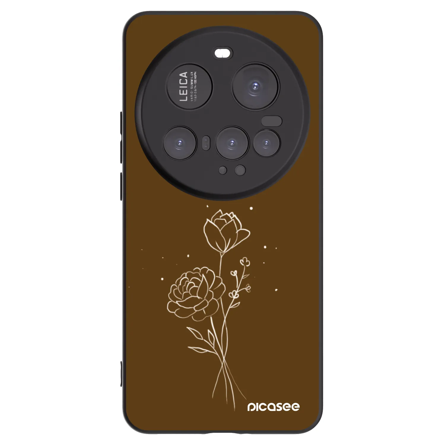Picasee Xiaomi 15 Ultra Hülle - Schwarzes Silikon - Brown flowers