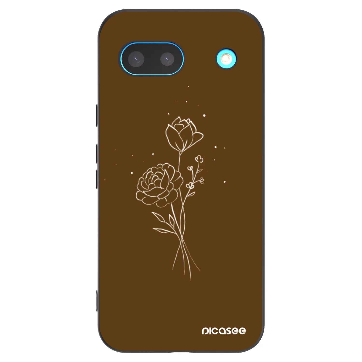 Picasee Google Pixel 8a Hülle - Schwarzes Silikon - Brown flowers
