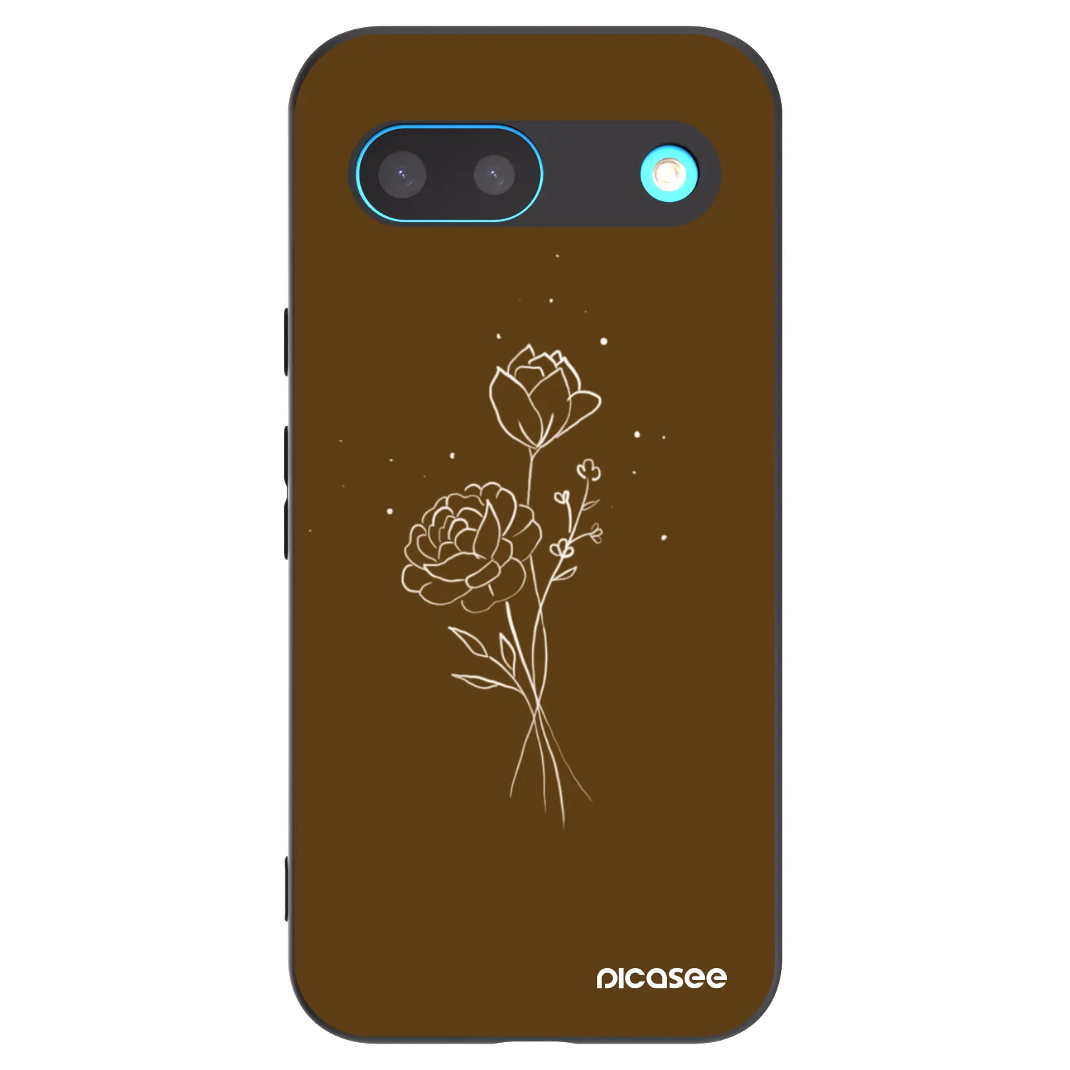 Picasee Google Pixel 8 Hülle - Schwarzes Silikon - Brown flowers