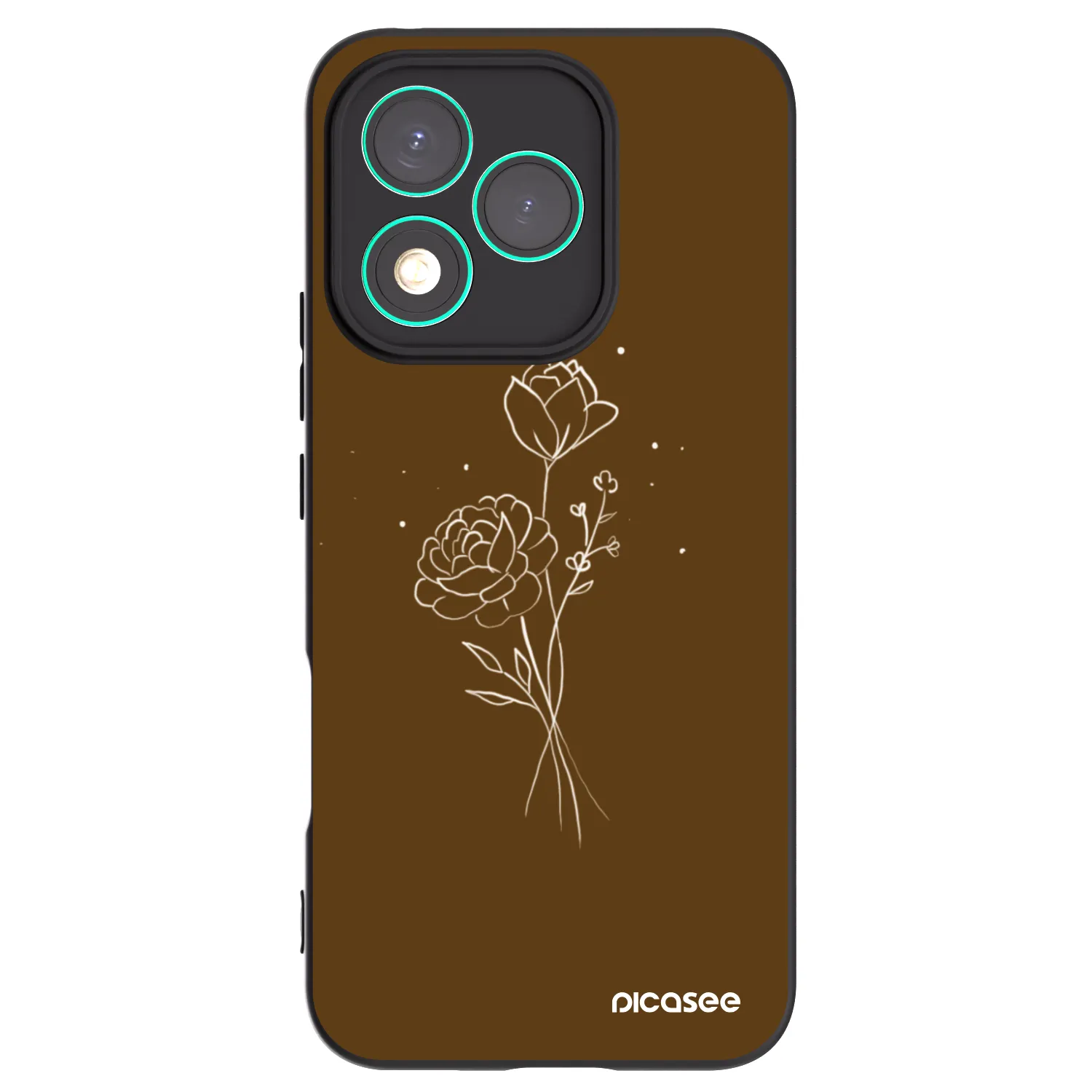 Picasee Honor 400 Lite 5G Hülle - Schwarzes Silikon - Brown flowers
