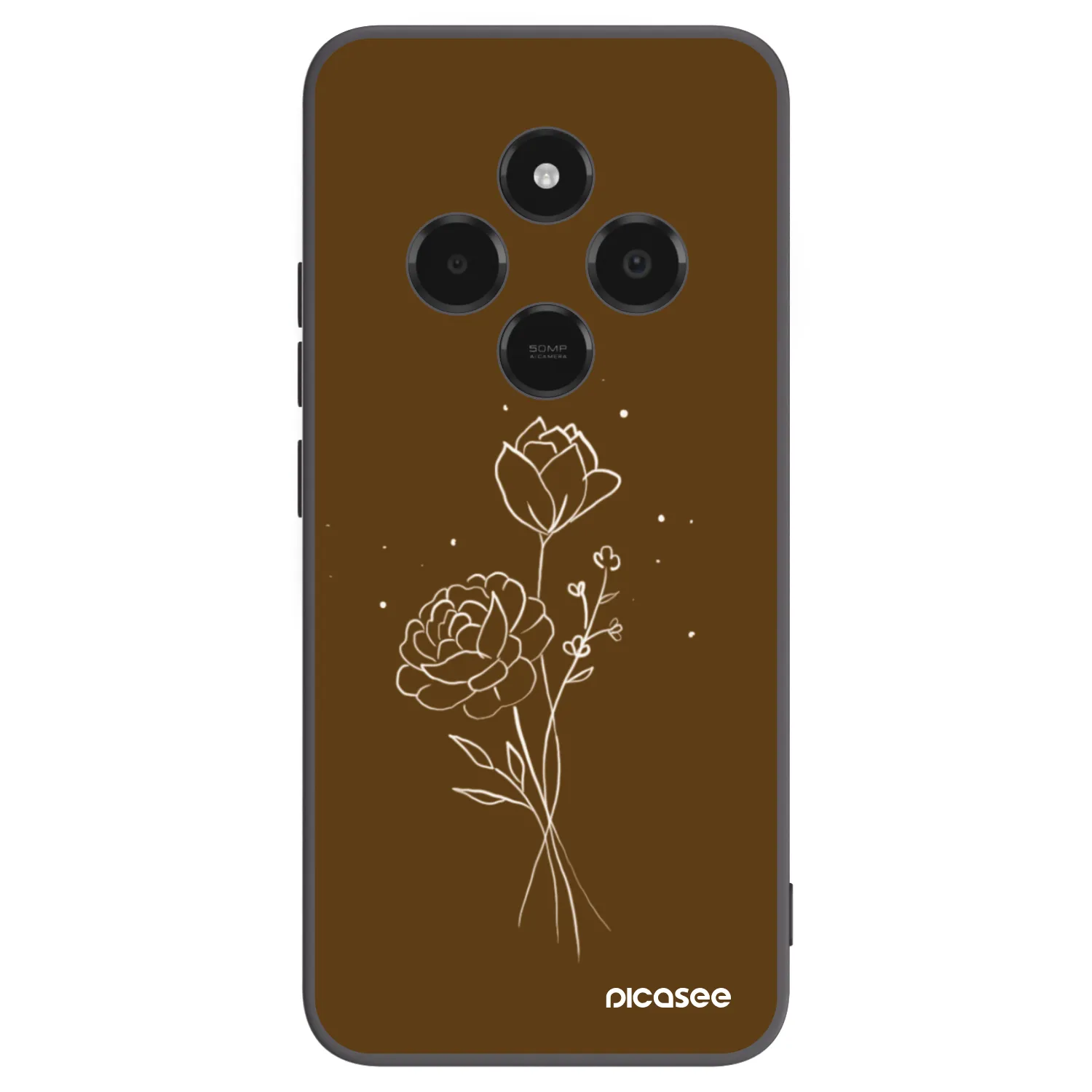 Picasee Xiaomi Poco C75 Hülle - Schwarzes Silikon - Brown flowers