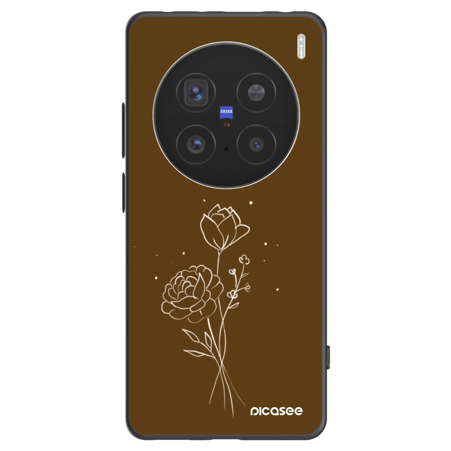 Picasee Vivo X200 Pro Hülle - Schwarzes Silikon - Brown flowers