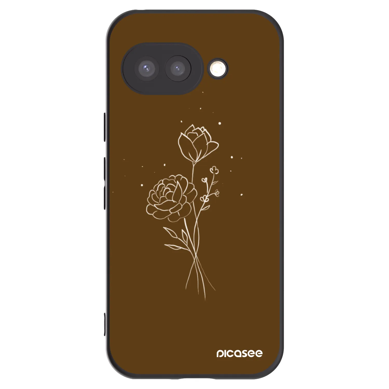Picasee Google Pixel 9a Hülle - Schwarzes Silikon - Brown flowers