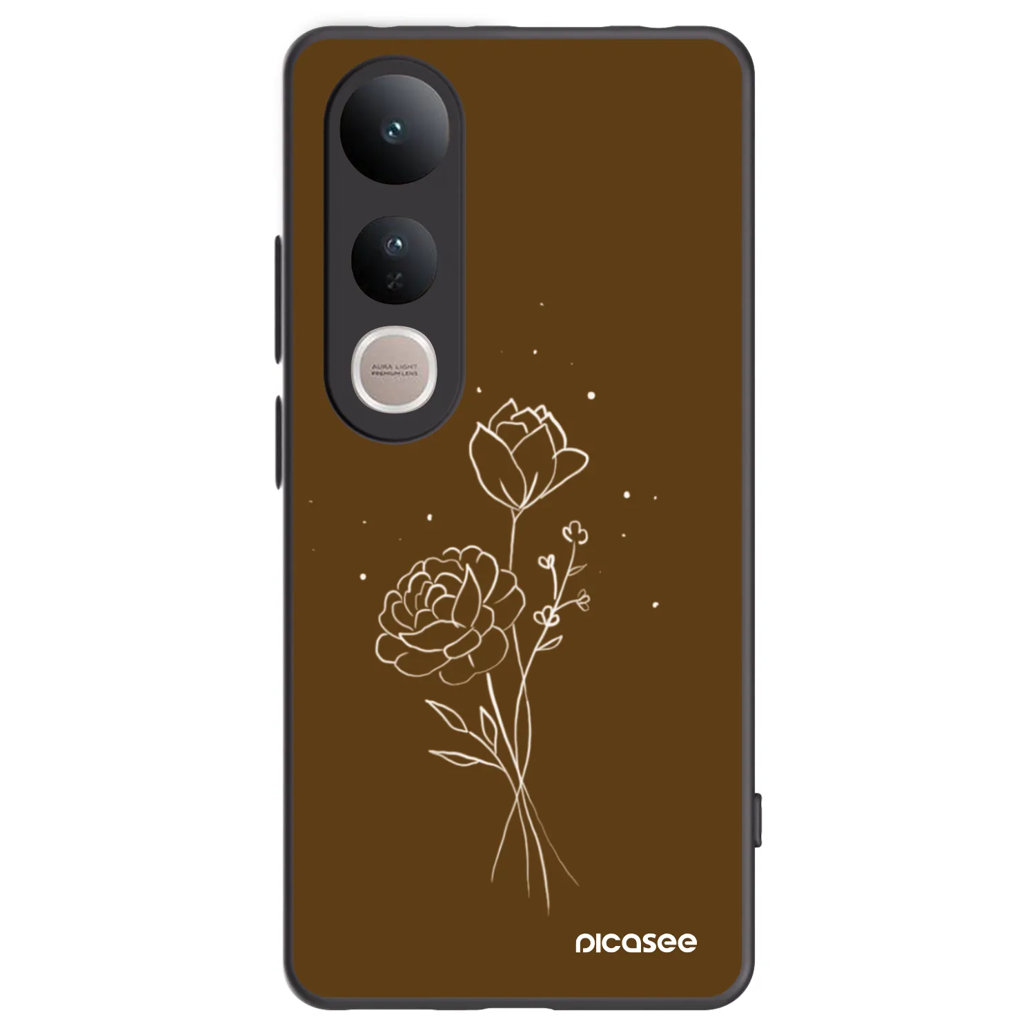 Picasee Vivo V50 Lite 5G Hülle - Schwarzes Silikon - Brown flowers