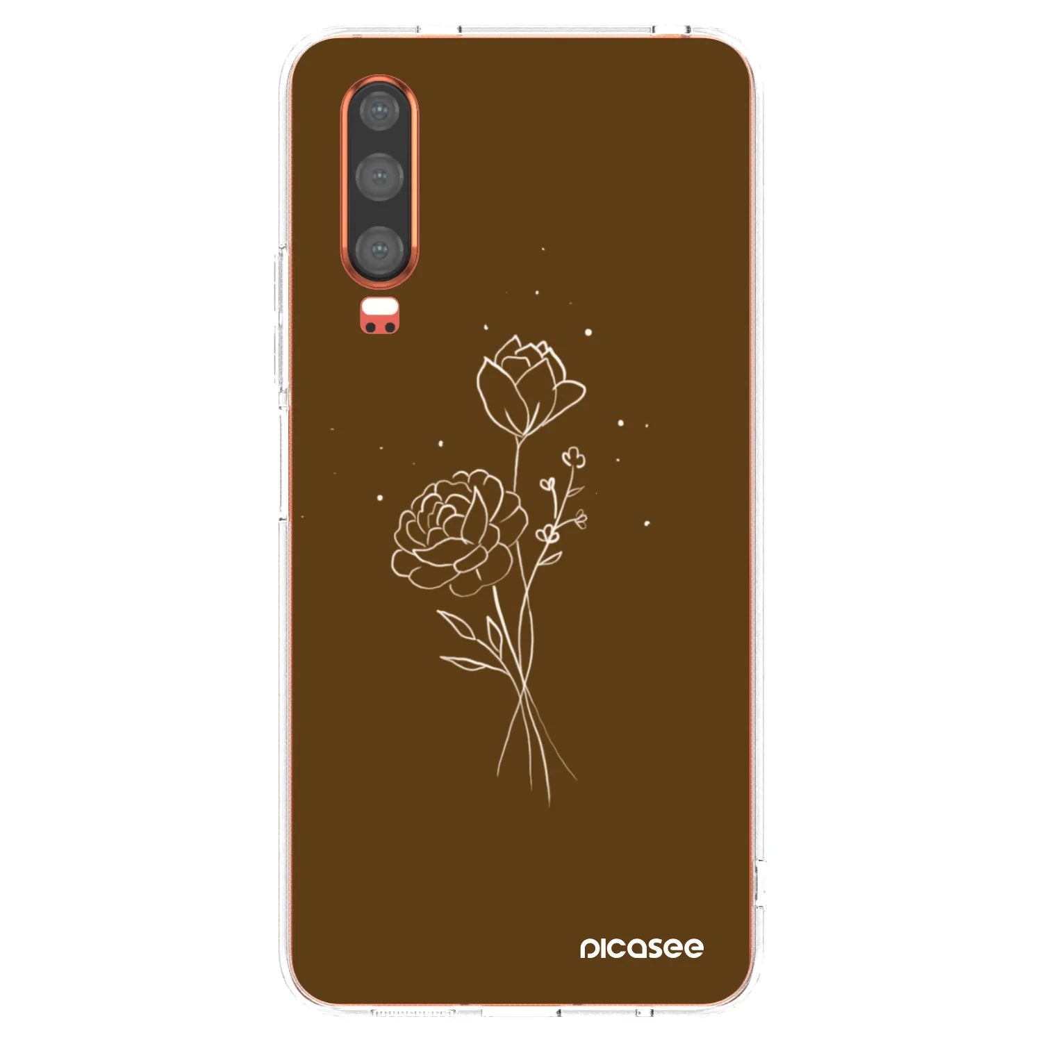 Picasee Huawei P30 Hülle - Transparentes Silikon - Brown flowers