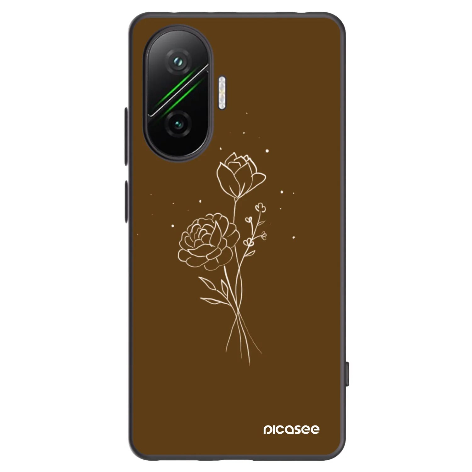 Picasee Xiaomi Poco F7 Pro 5G Hülle - Schwarzes Silikon - Brown flowers