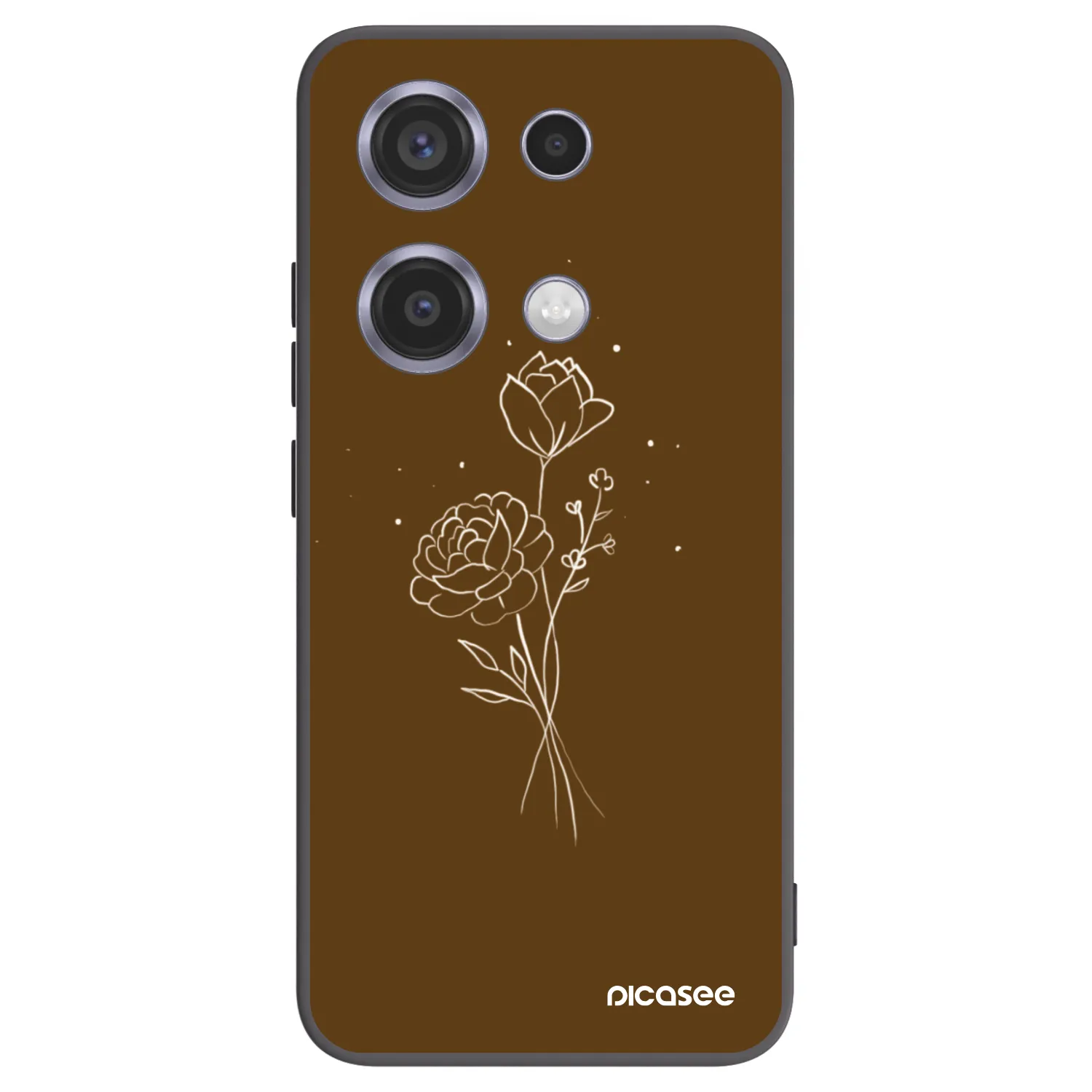 Picasee Xiaomi Redmi Note 14S Hülle - Schwarzes Silikon - Brown flowers