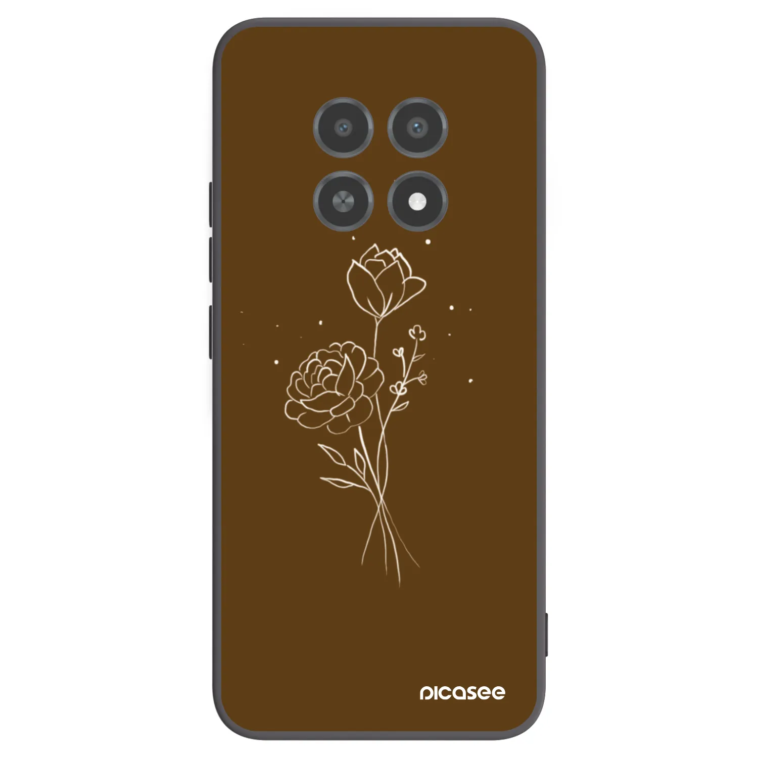 Picasee Realme 12X Hülle - Schwarzes Silikon - Brown flowers